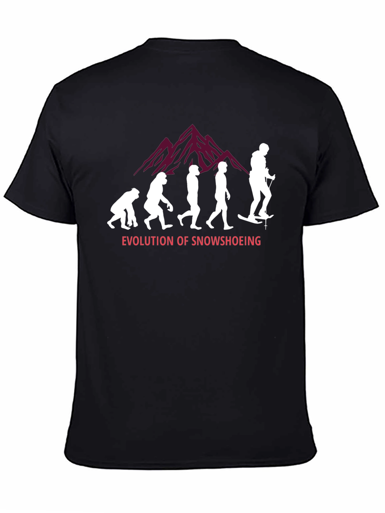 Black Evolution of Snowshoeing Black T-Shirt view 4