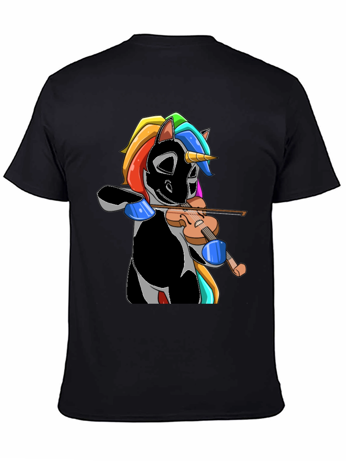 Black Unicorn Violinist Graphic Tee - Black view 4