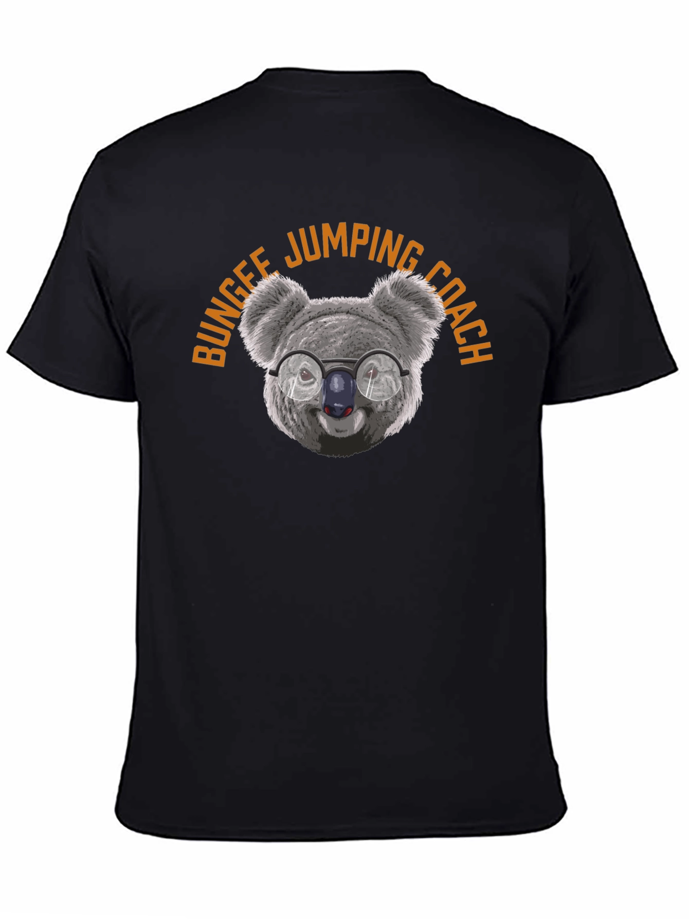 Black Bungee Jumping Coach Koala T-Shirt - Black Cotton Tee view 4