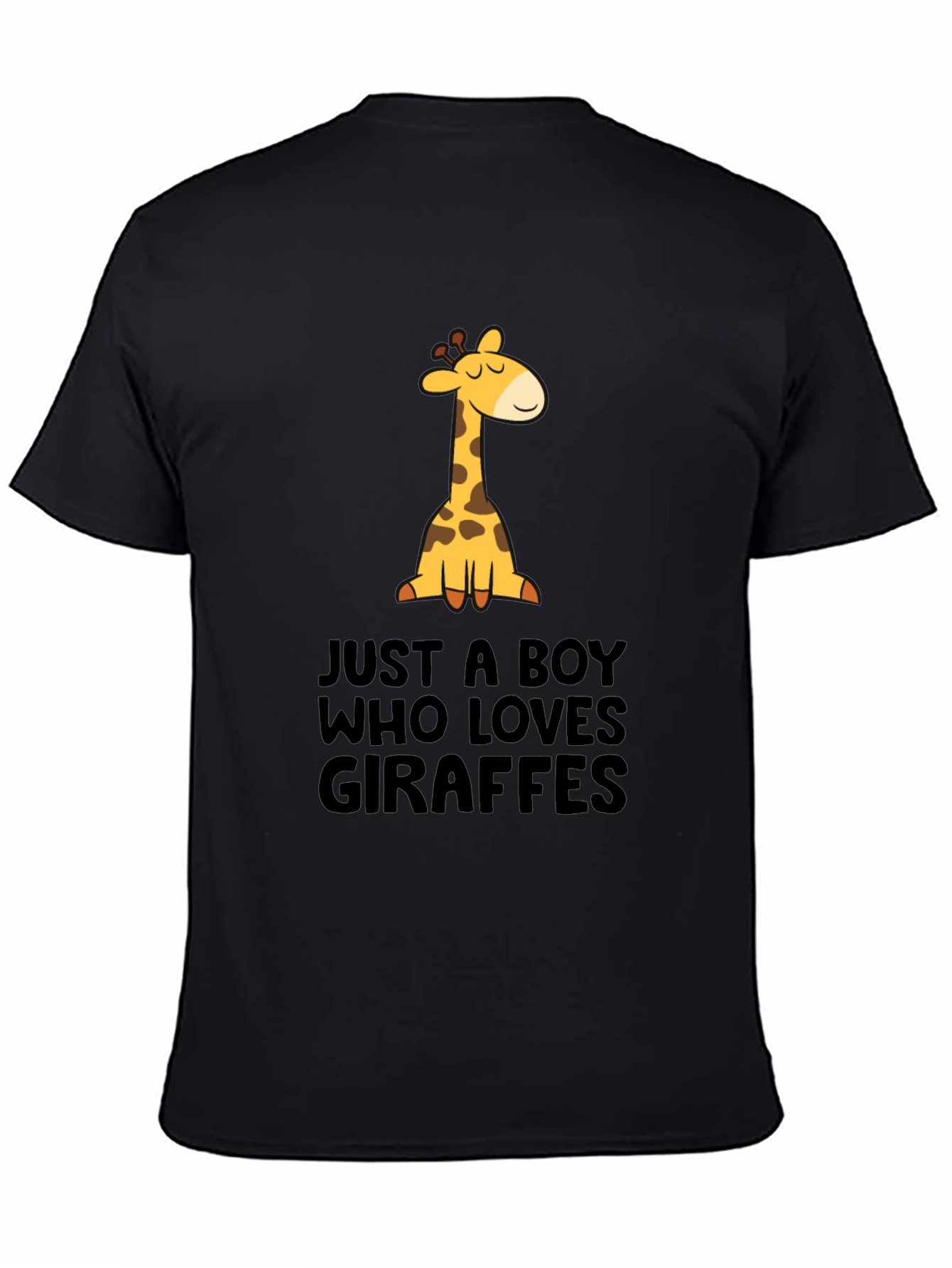Just A Boy Who Loves Giraffes Black T-Shirt - 4