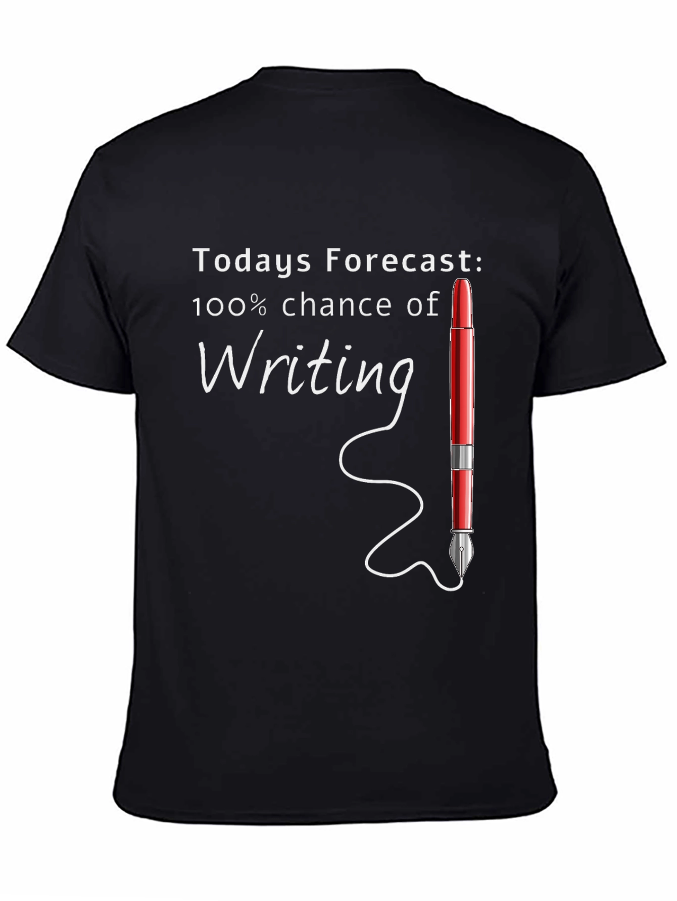 Black Writer's Forecast T-Shirt - 100% Chance of Writing view 4