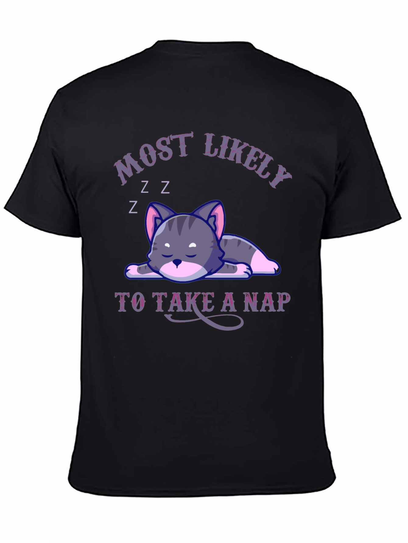 Black Most Likely To Take A Nap Cat T-Shirt view 4