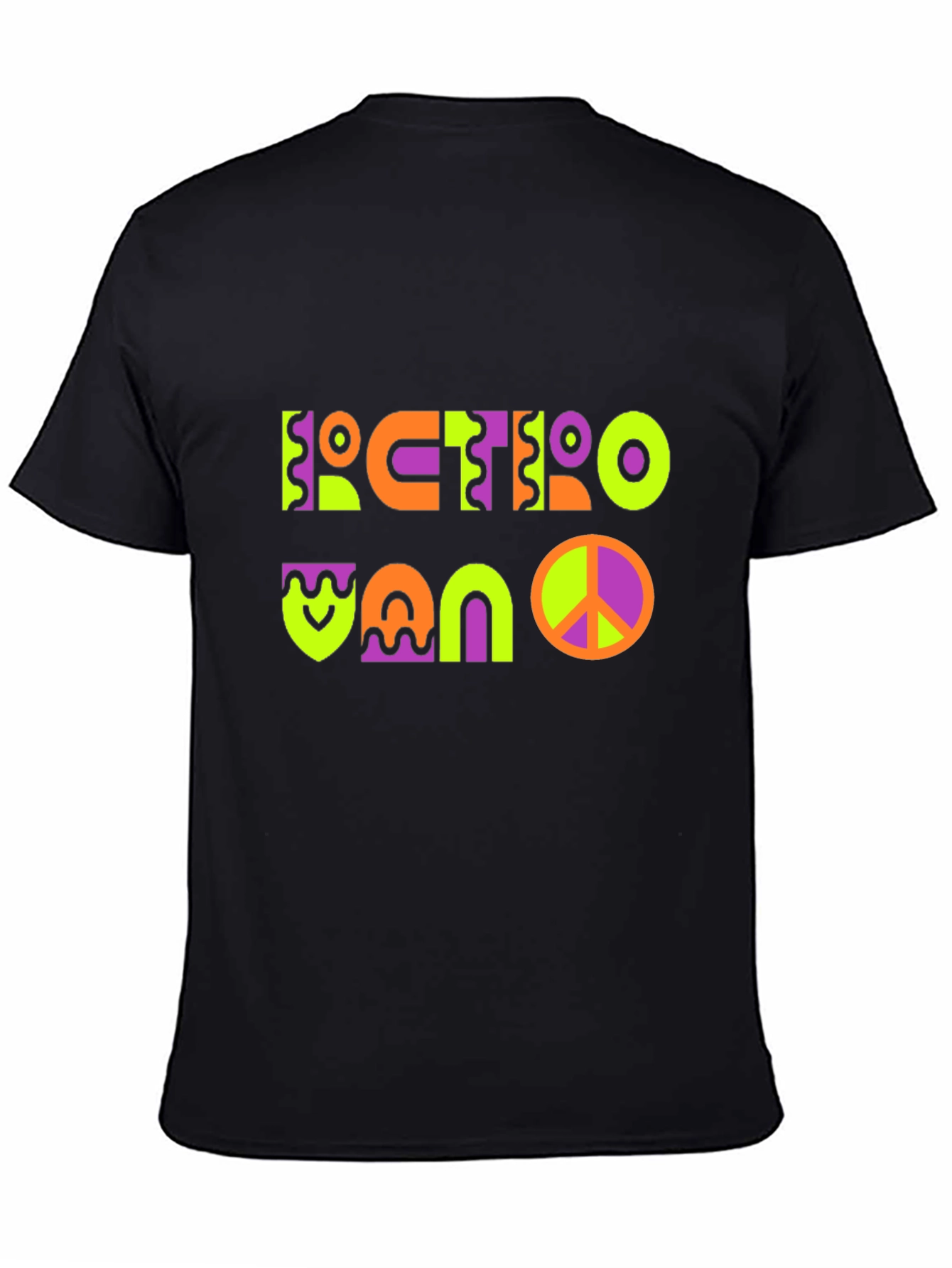 Black Retro Vano T-Shirt - Funky Graphic Tee view 4