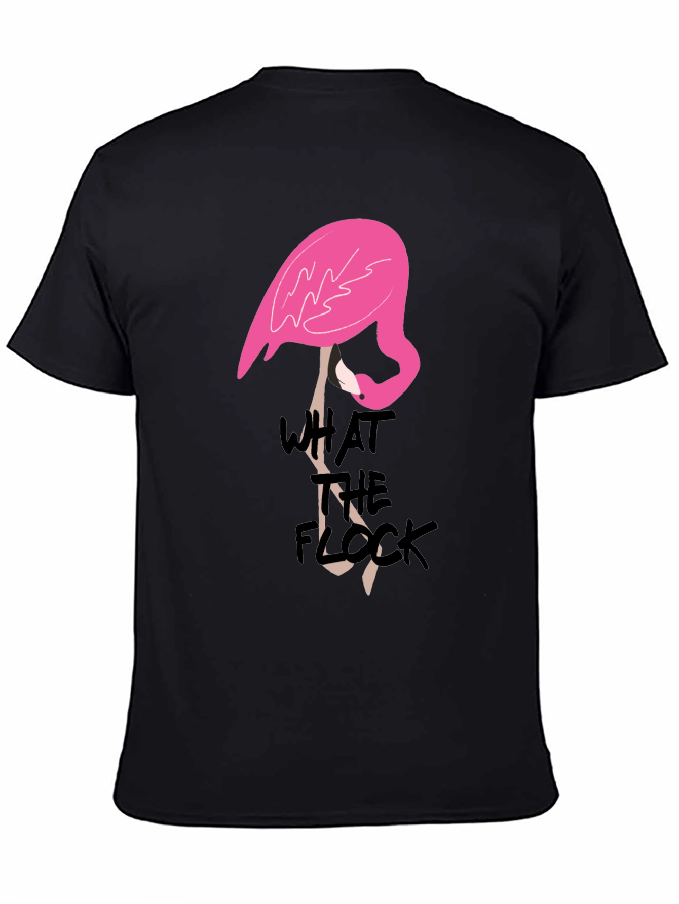 Black What the Flock T-Shirt - Quirky Flamingo Tee view 4
