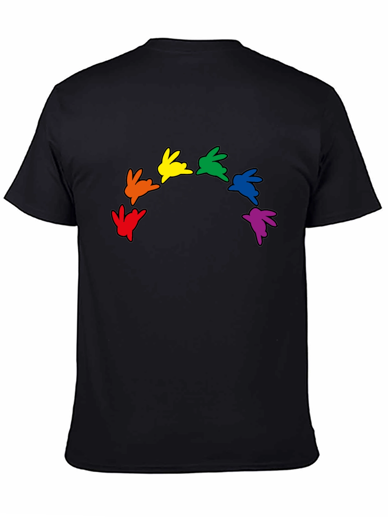 Black Rainbow Bunny Graphic Black T-Shirt view 4