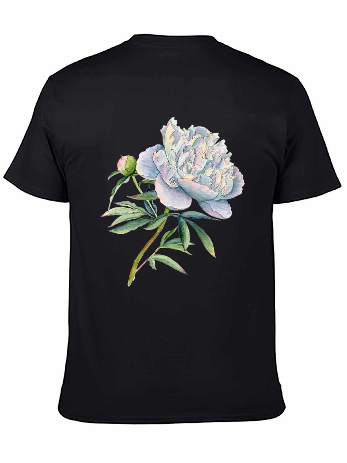 Black Floral Peony Graphic Black T-Shirt view 4