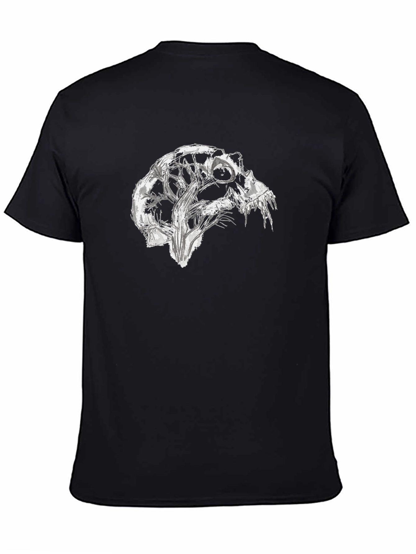Black Abstract Skull Graphic Black T-Shirt view 4