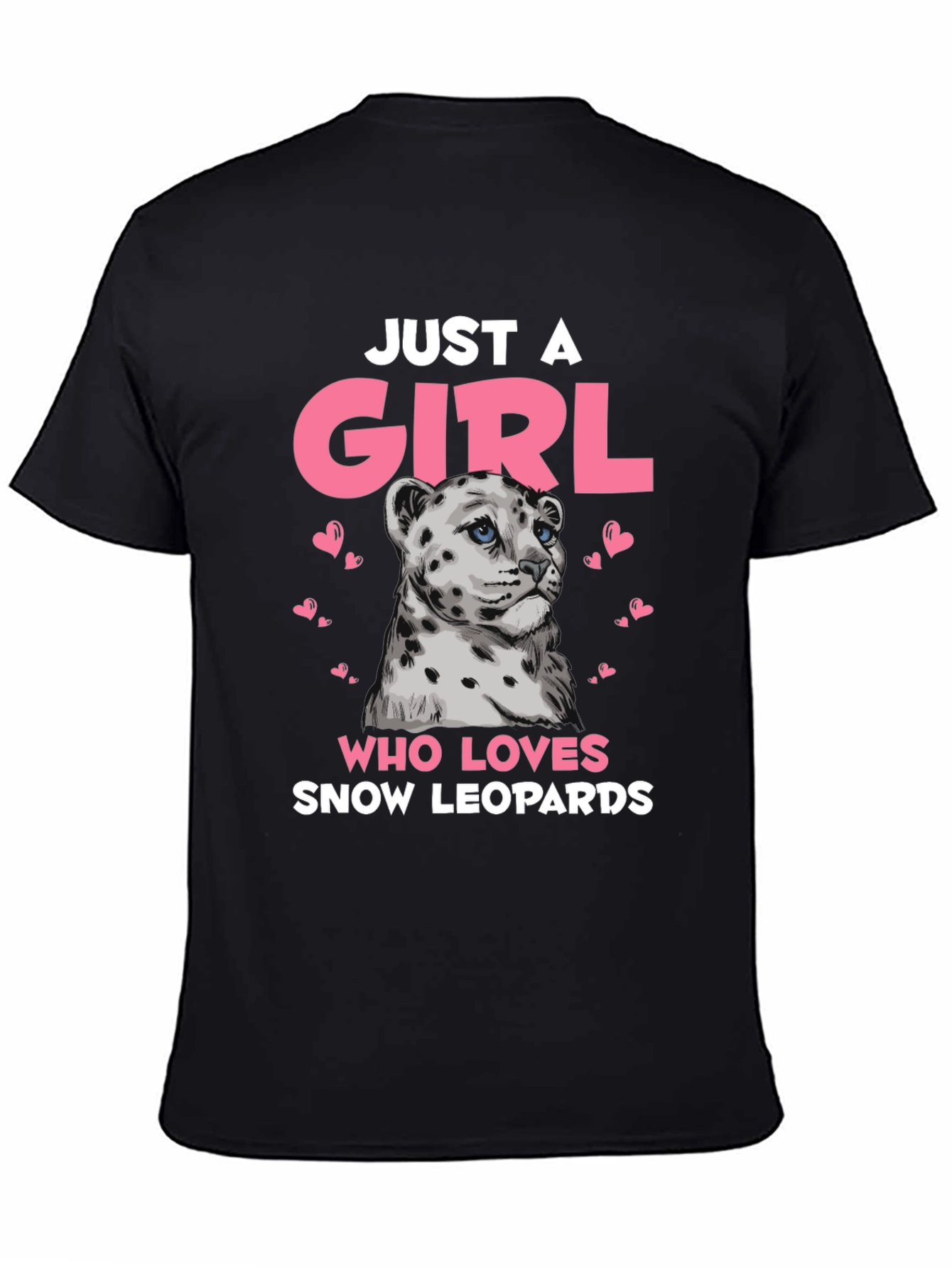 Black Snow Leopard Girl's T-Shirt view 4