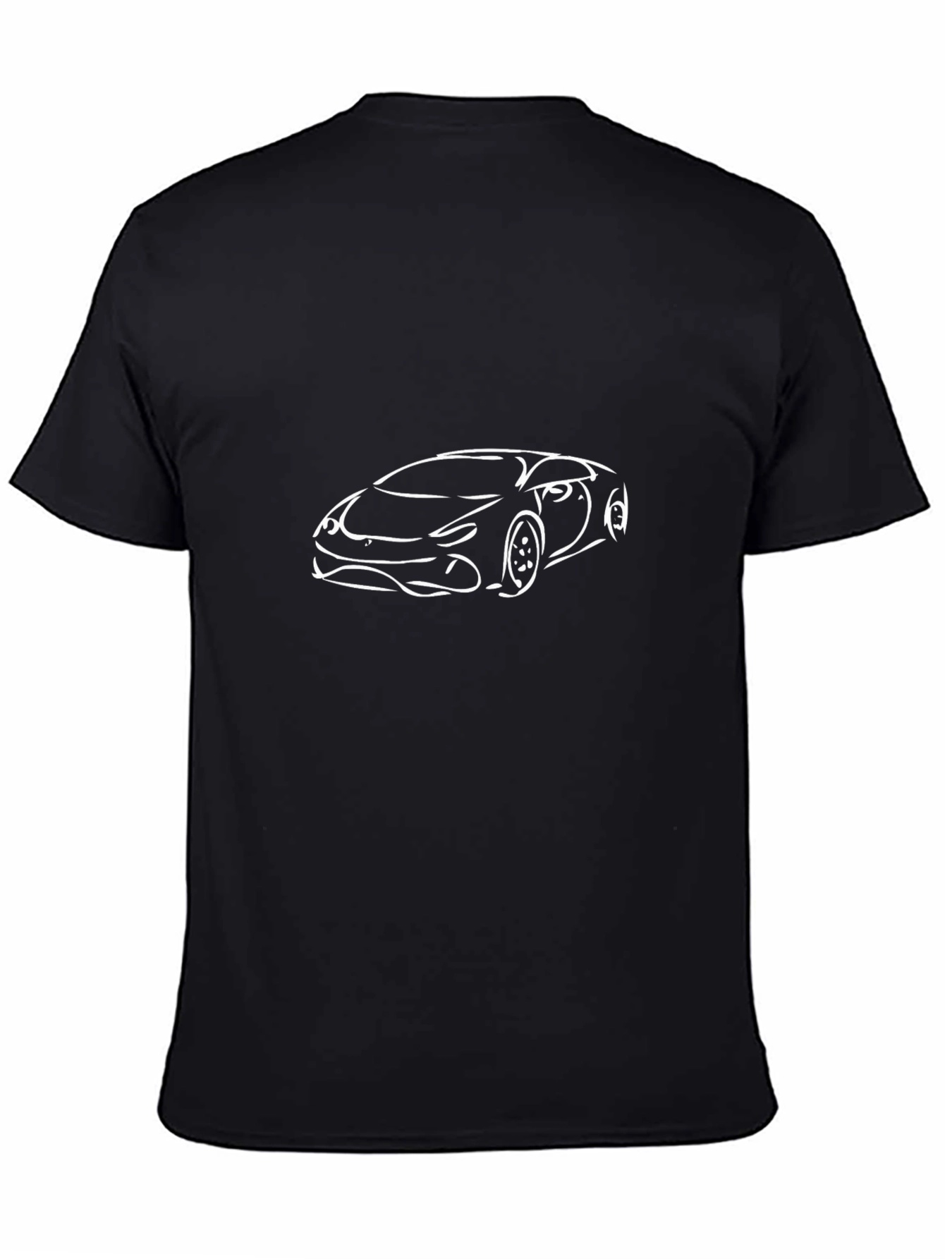 Black Sleek Car Outline Black T-Shirt view 4