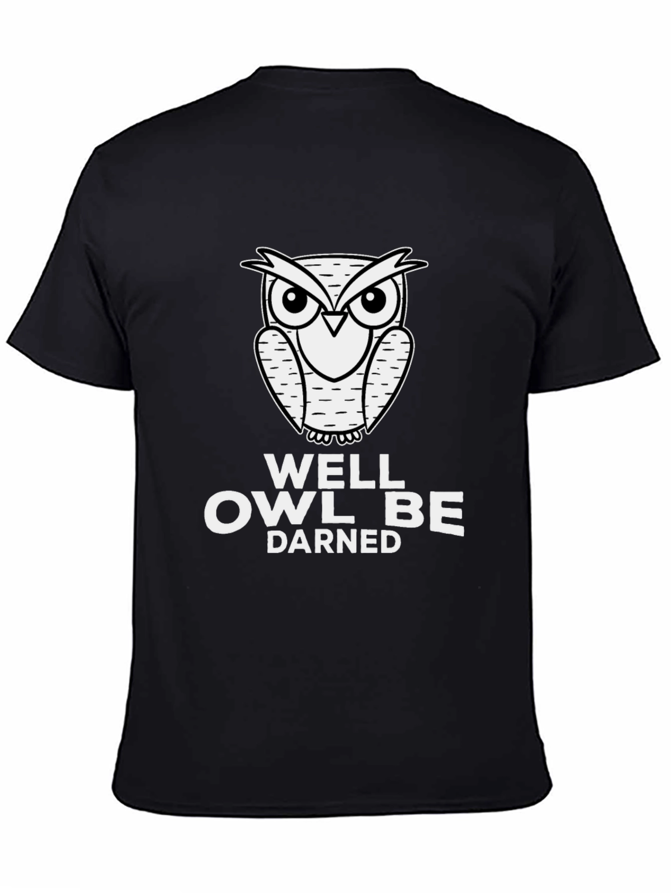Black Well Owl Be Darned Men's Black Graphic T-Shirt view 4