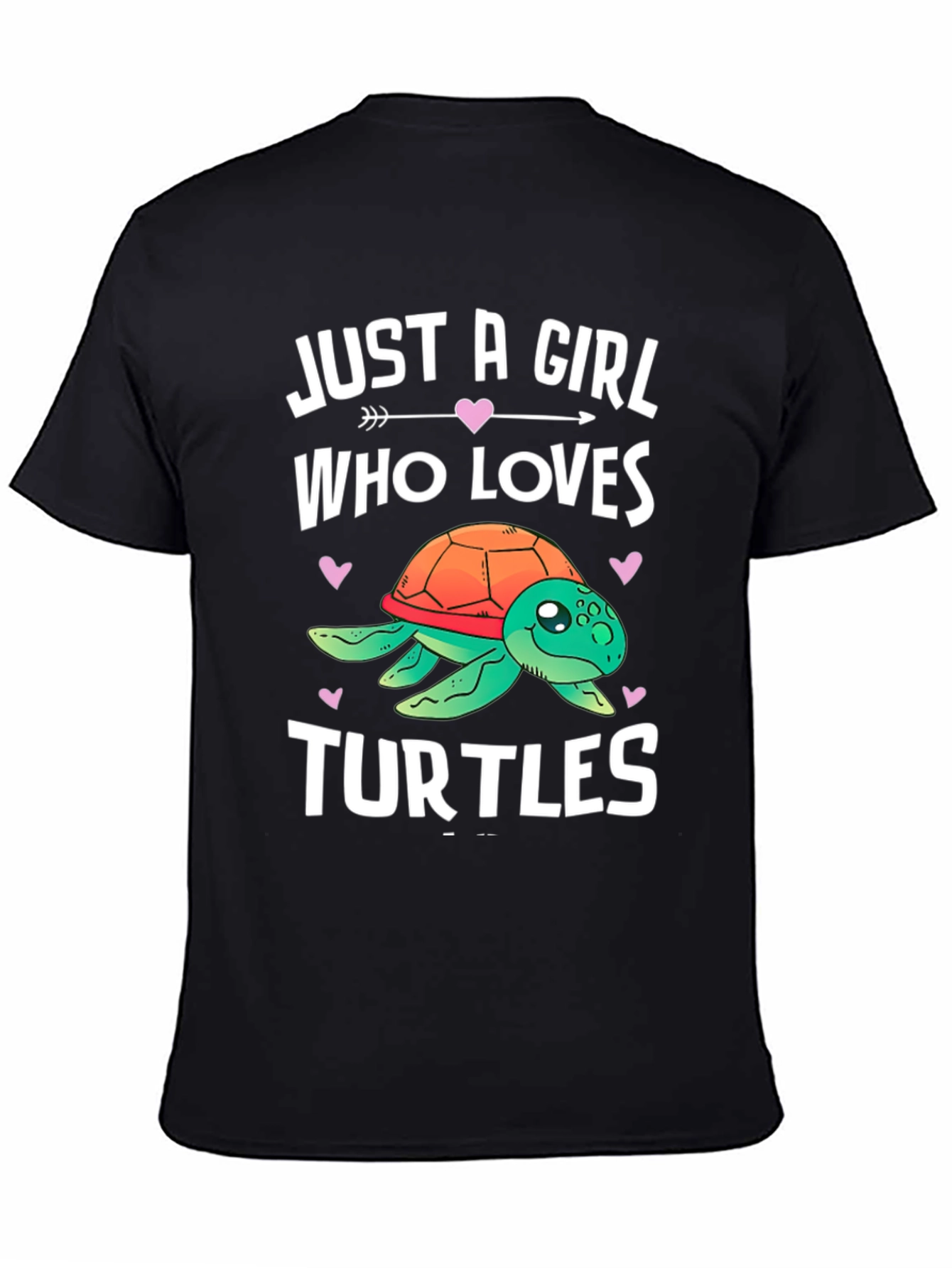Black Girl Who Loves Turtles Black T-Shirt view 4