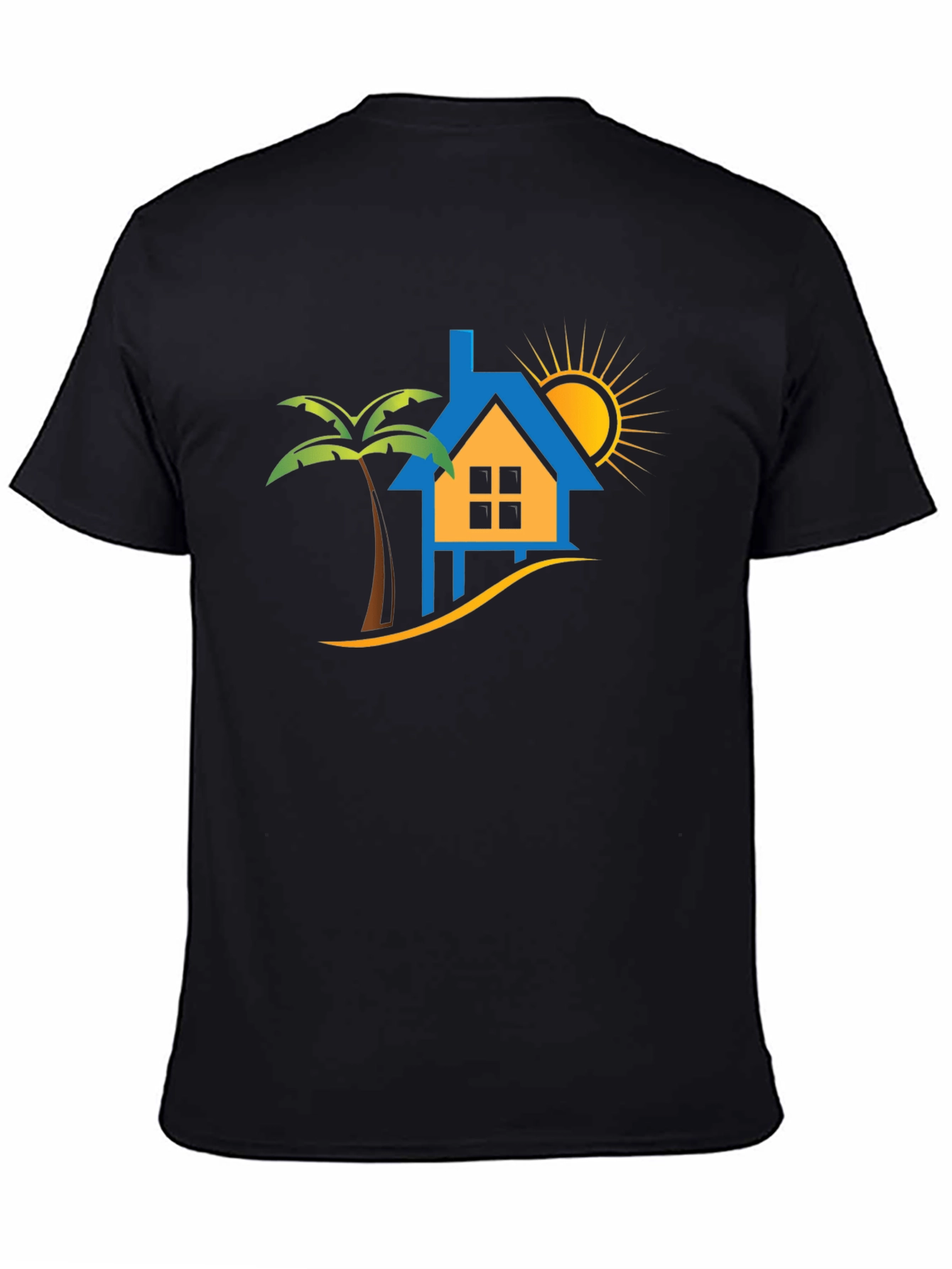 Black Tropical Beach House T-Shirt view 4
