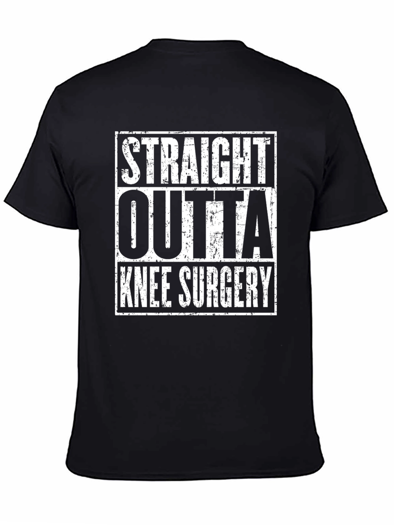 Black Straight Outta Knee Surgery Black T-Shirt view 4
