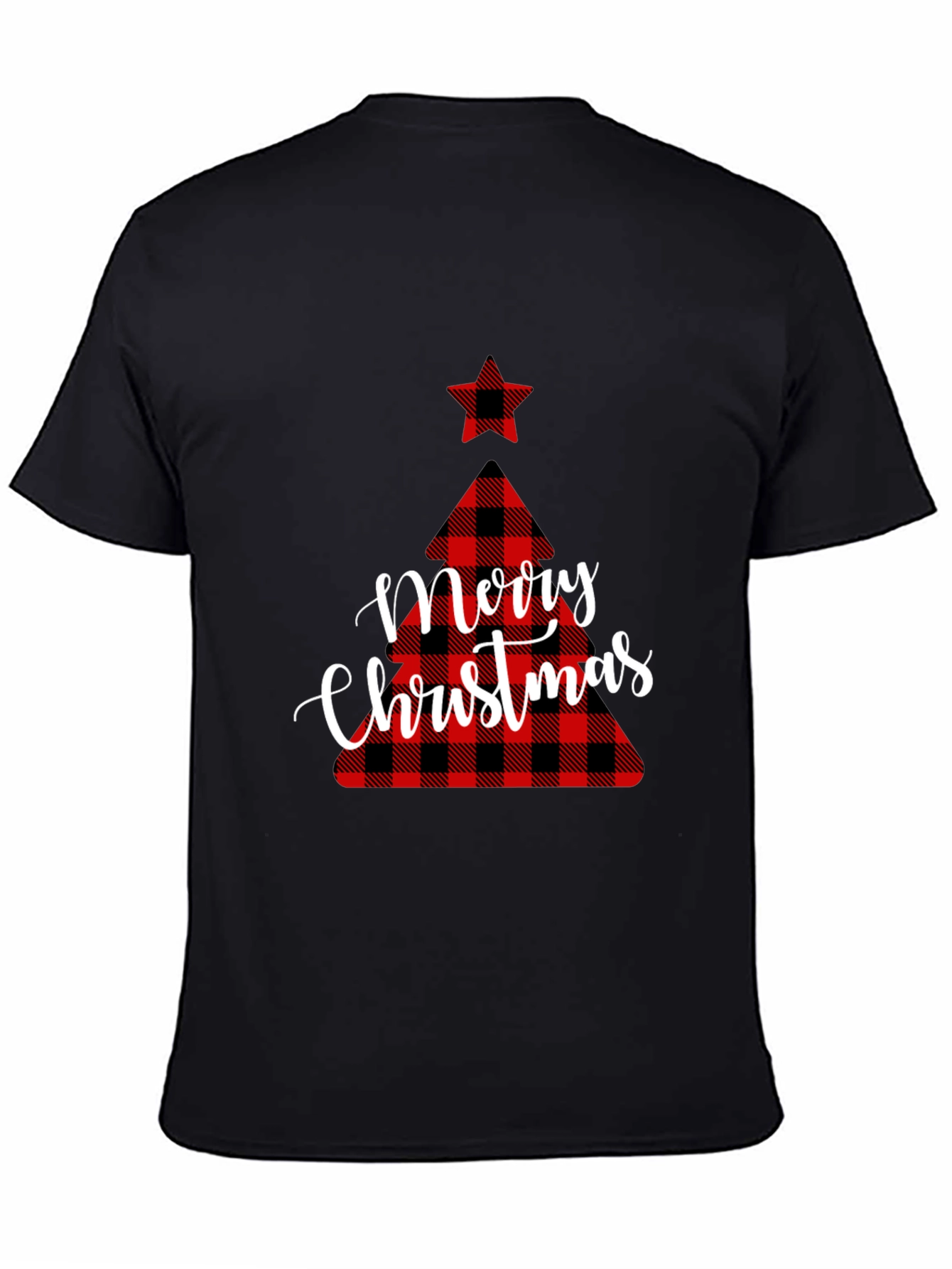 Black Plaid Christmas Tree Graphic Tee view 4