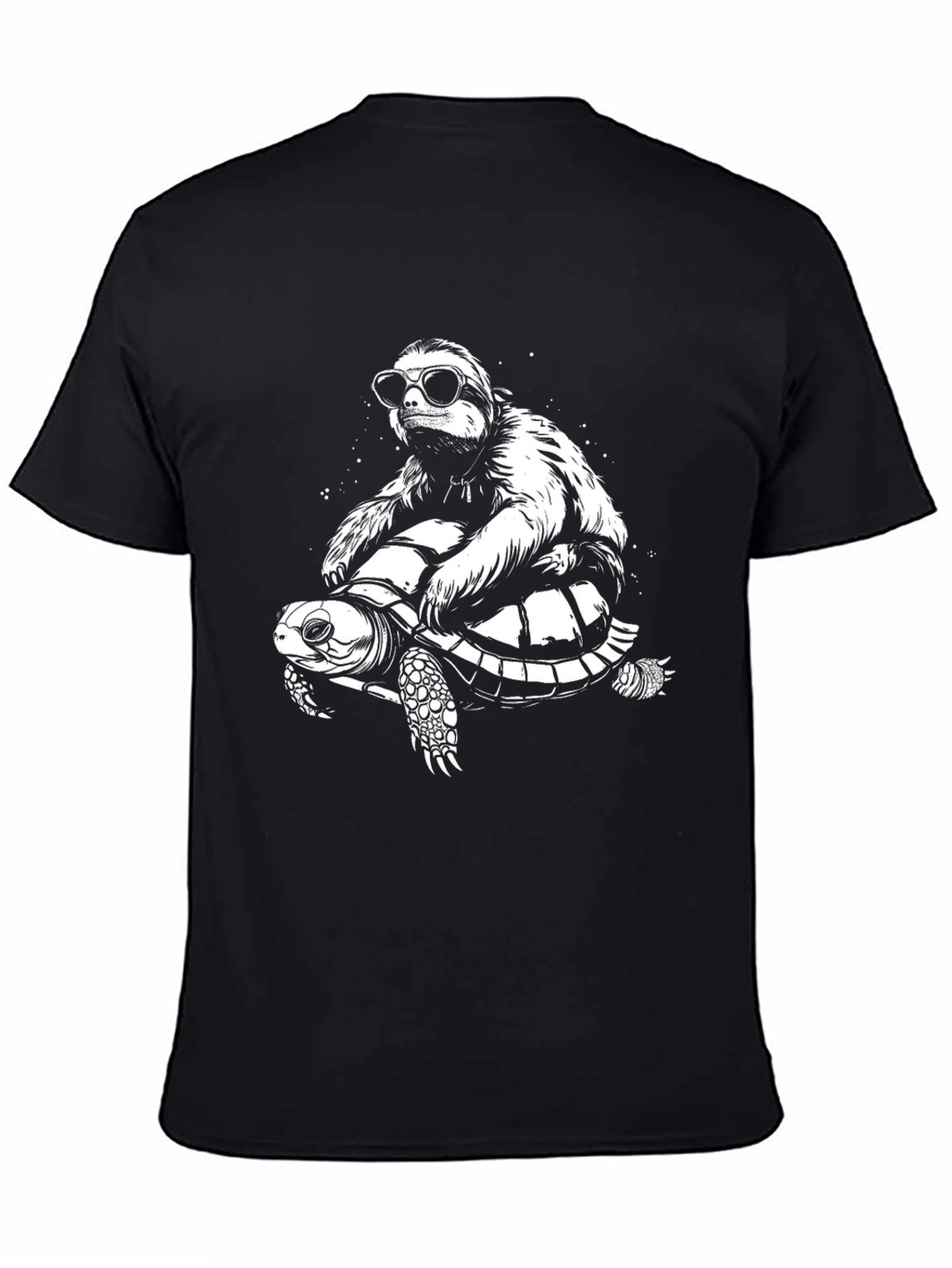 Black Sloth Riding Turtle Graphic Tee view 4