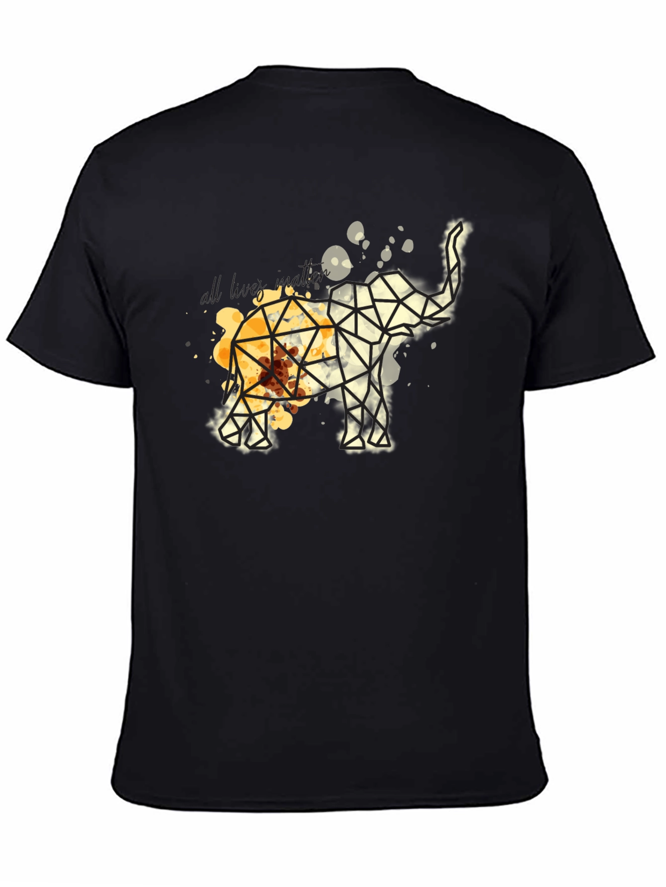 Black Geometric Elephant Graphic Tee - Modern Artistic Design view 4