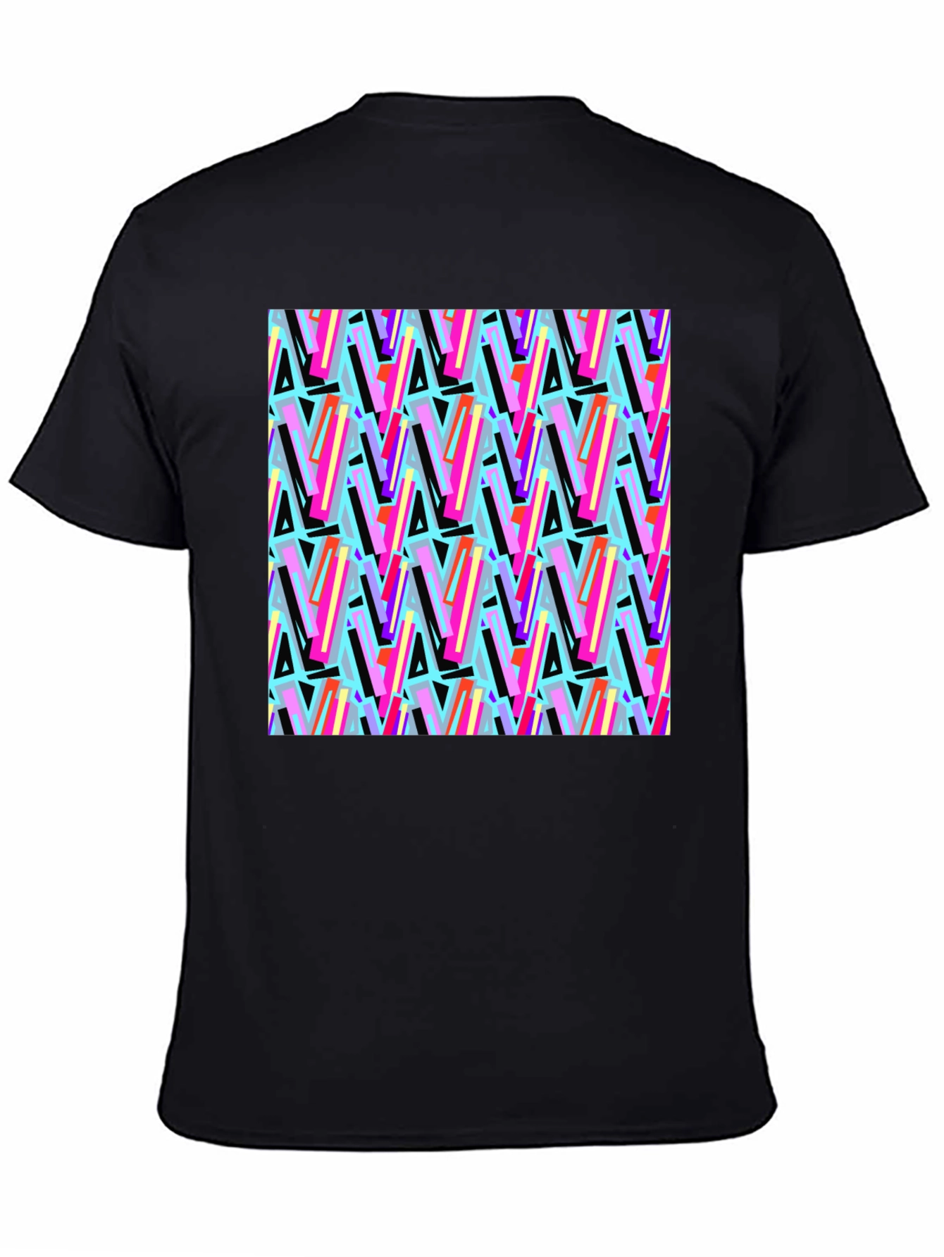 Black Retro Pattern Black T-Shirt view 4