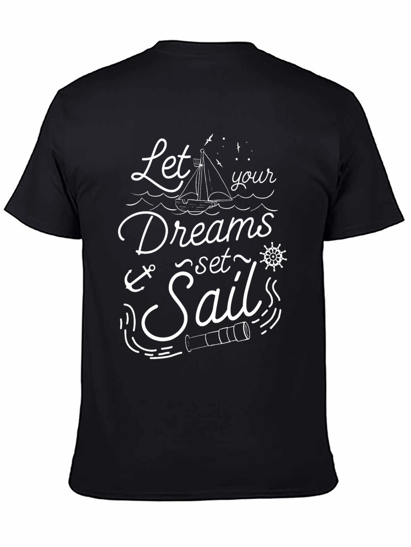 Black Nautical Dreams T-Shirt - Let Your Dreams Set Sail view 4