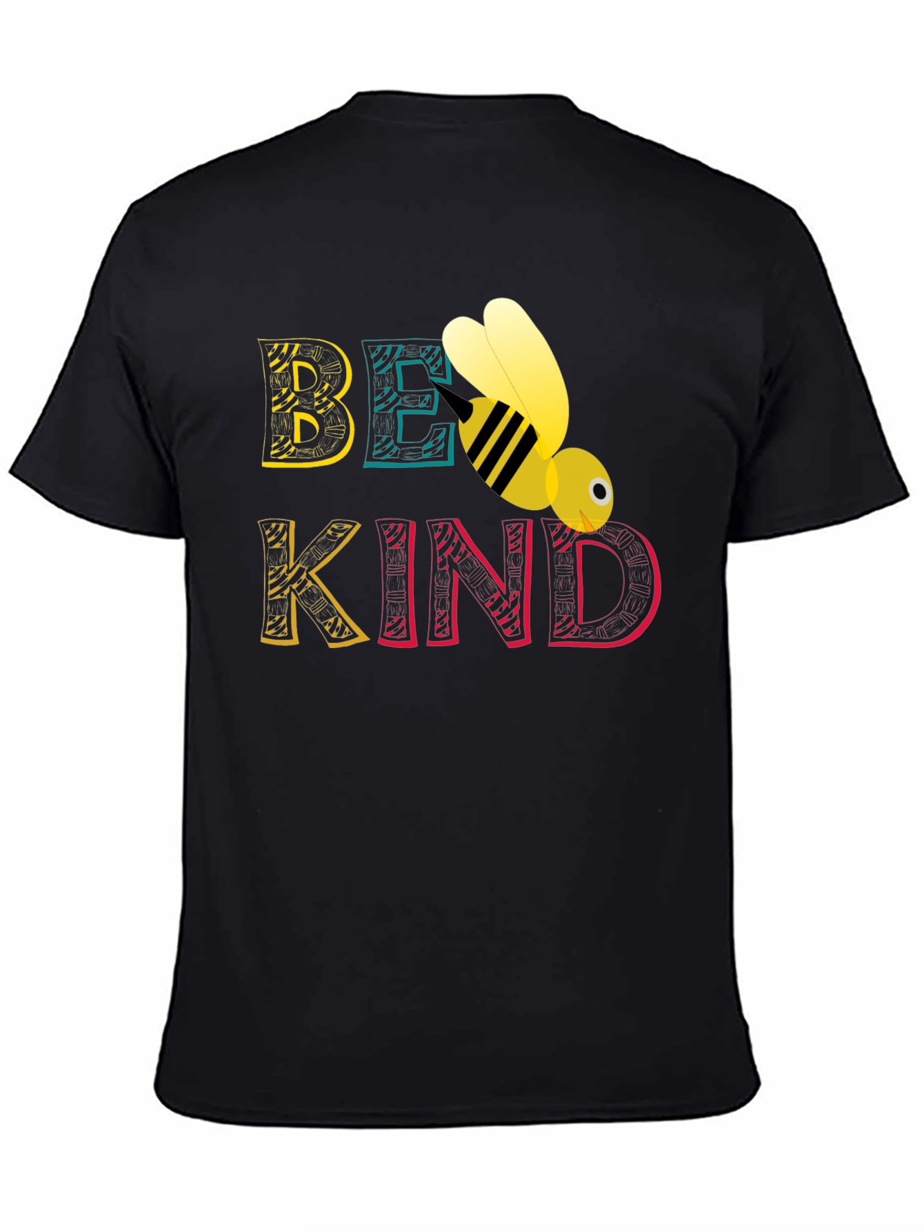 Black Be Kind Bee Graphic Tee - Black Unisex T-Shirt view 4