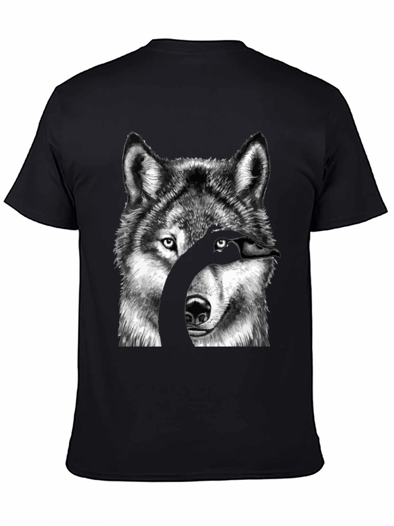 Black Wolf & Goose Graphic Print T-Shirt view 4