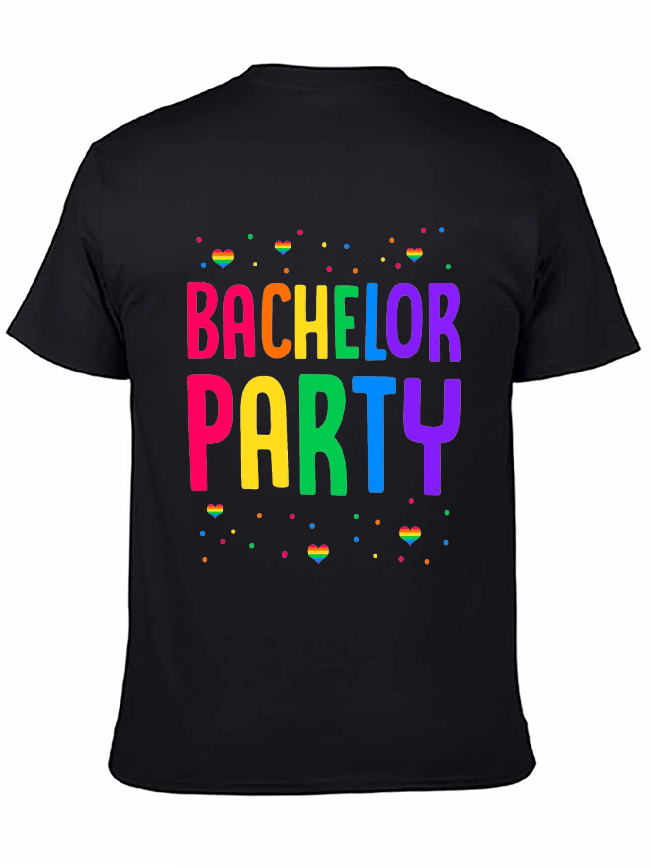 Black Bachelor Party Rainbow Pride T-Shirt view 4