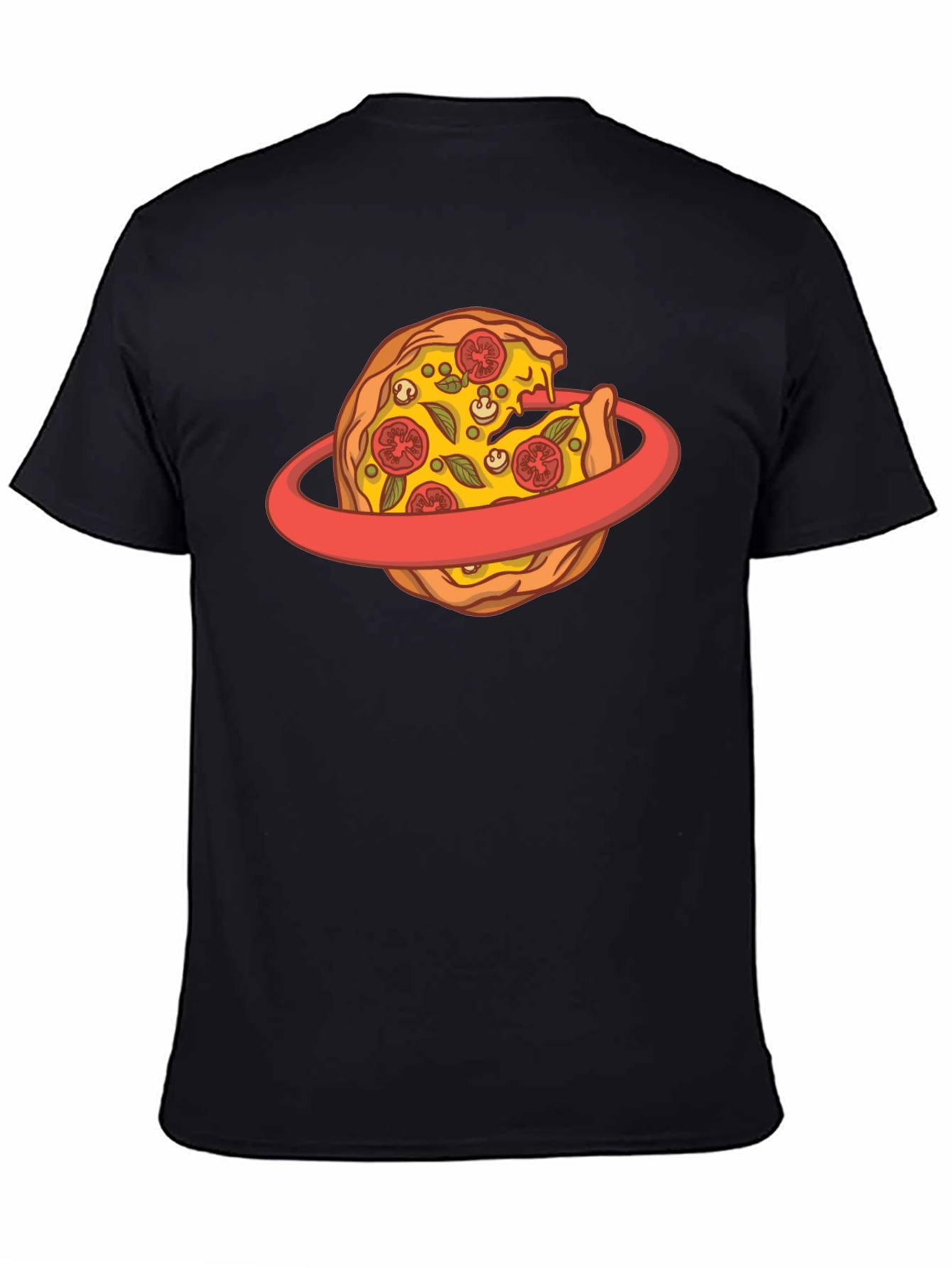 Black Pizza Planet T-Shirt - Black Cotton Graphic Tee view 4
