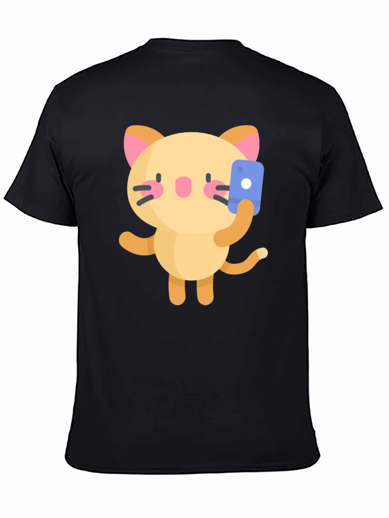 Black Selfie Cat Graphic Tee - Black Cotton Blend Shirt view 4