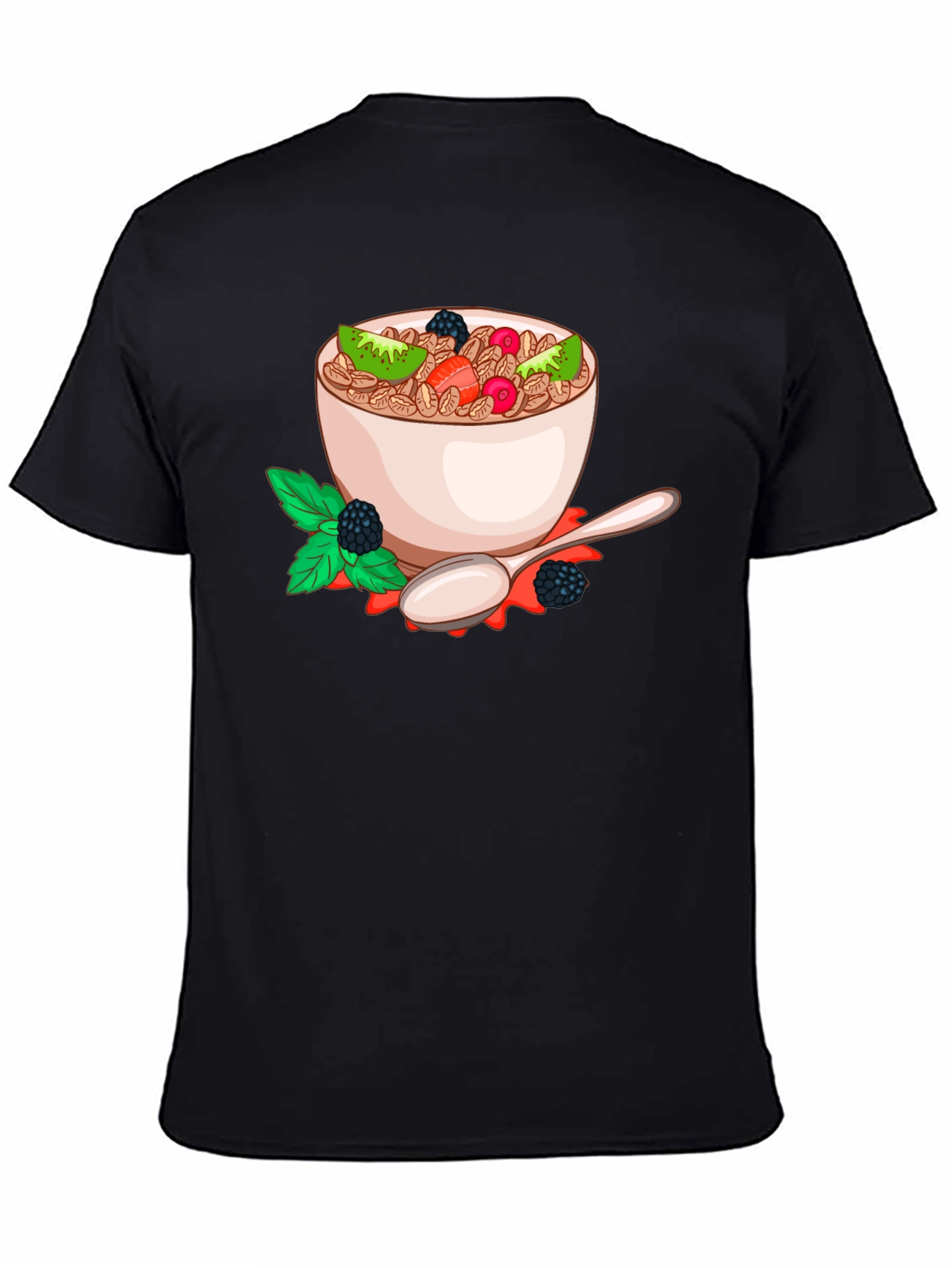Black Cereal Bowl Graphic Tee - Black Cotton Blend T-Shirt view 4