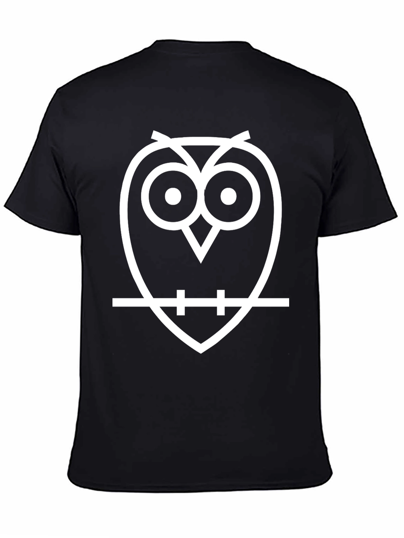 Black Cool Owl Graphic Tee - Black Cotton T-Shirt view 4