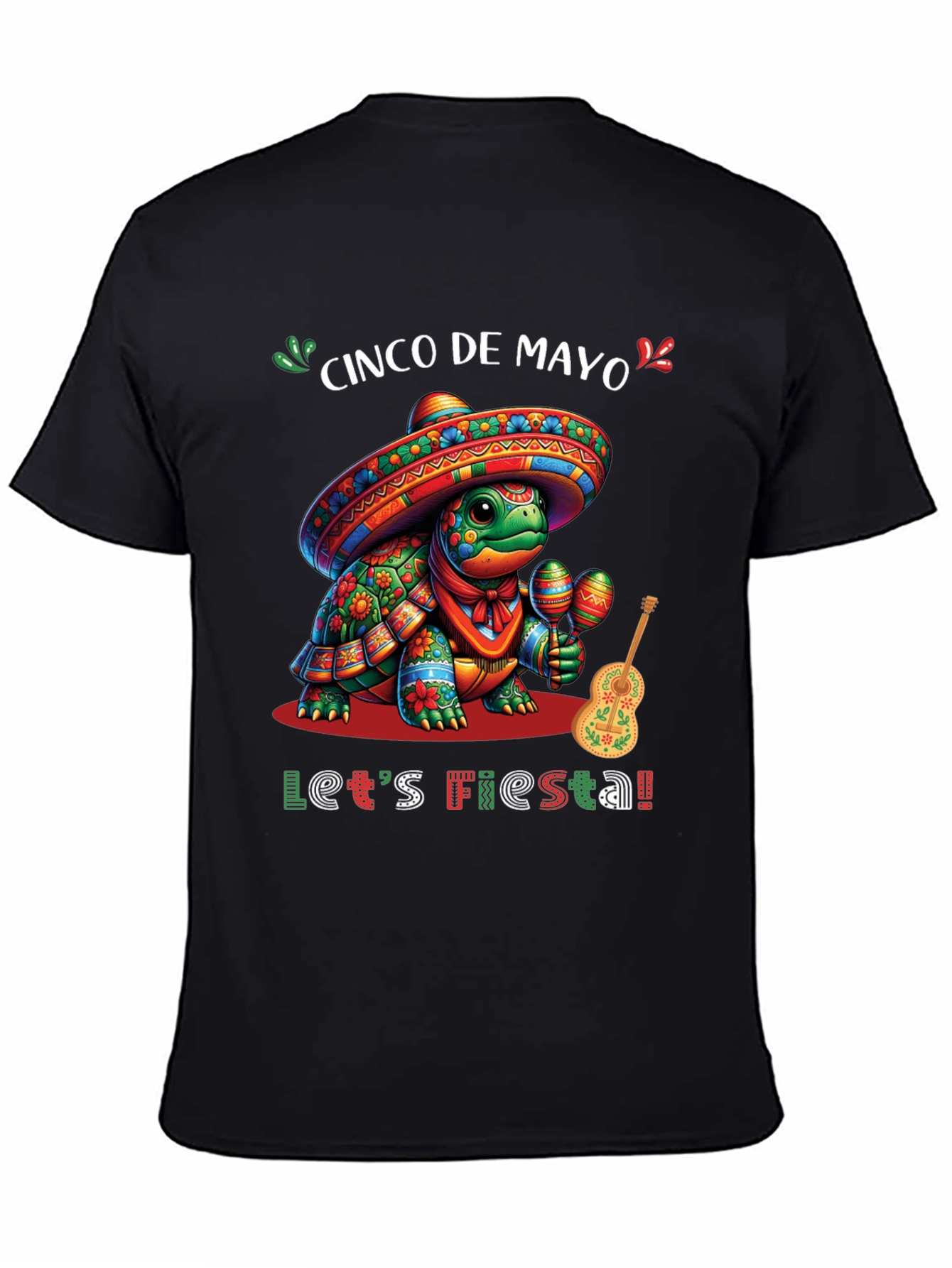 Black Cinco de Mayo Turtle Fiesta T-Shirt view 4