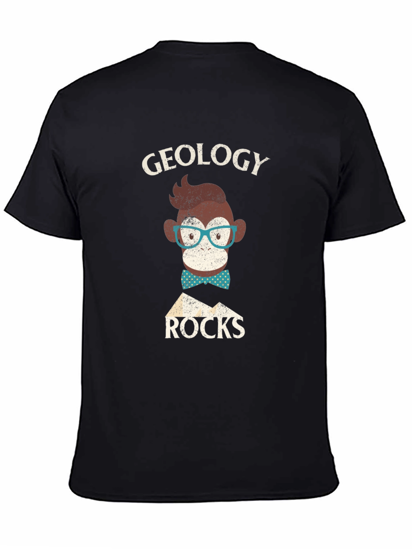 Black Geology Monkey T-Shirt - Cute Geeky Design view 4