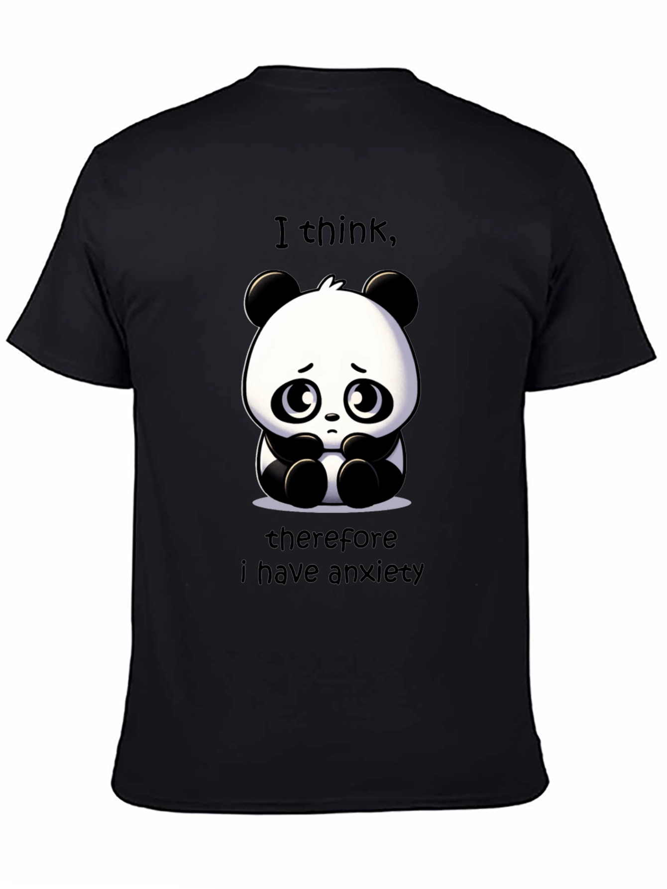 Black Anxiety Panda Graphic T-Shirt - Funny & Relatable! view 4