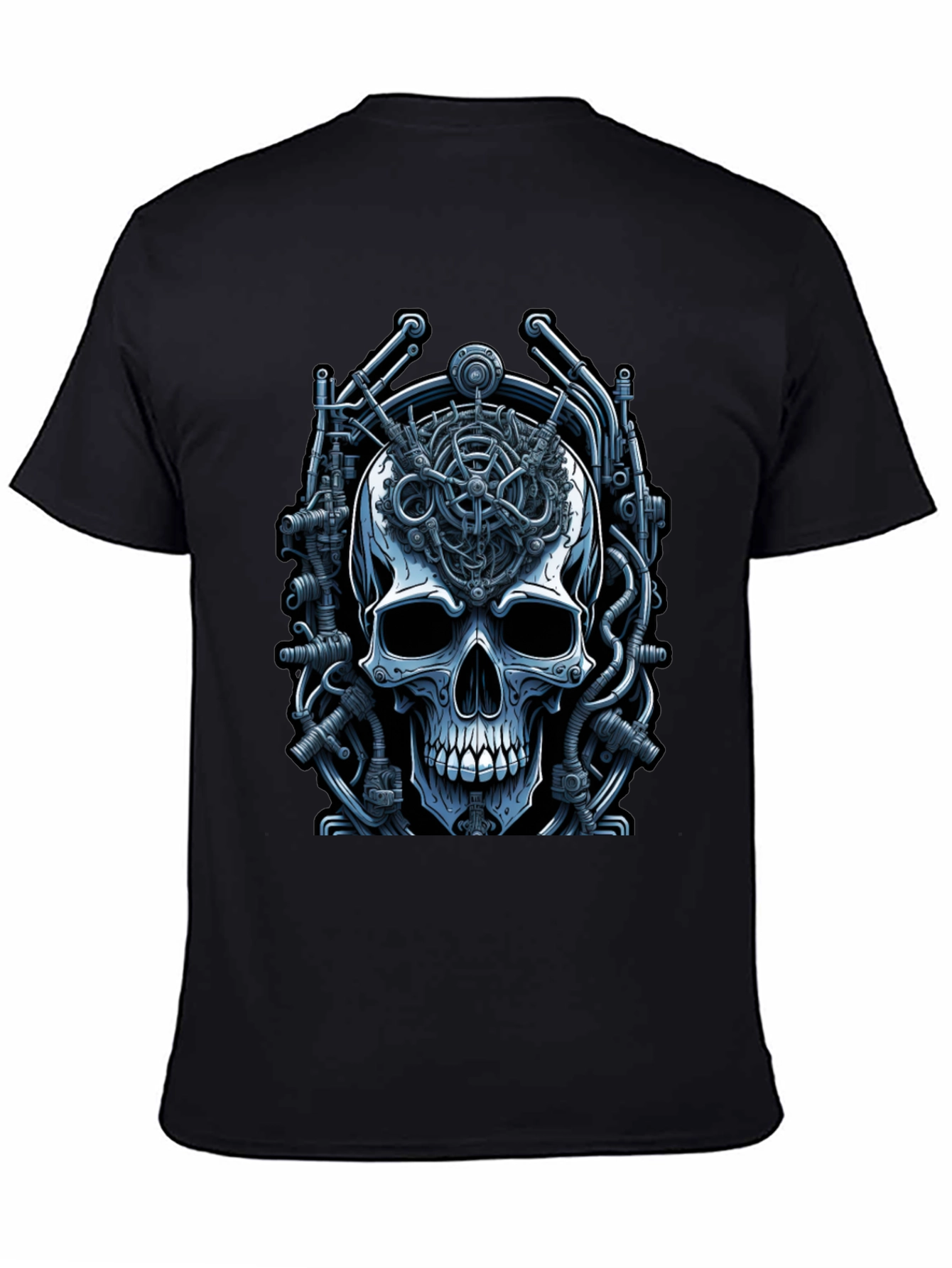 Black Steampunk Skull T-Shirt - Mechanical Mind view 4