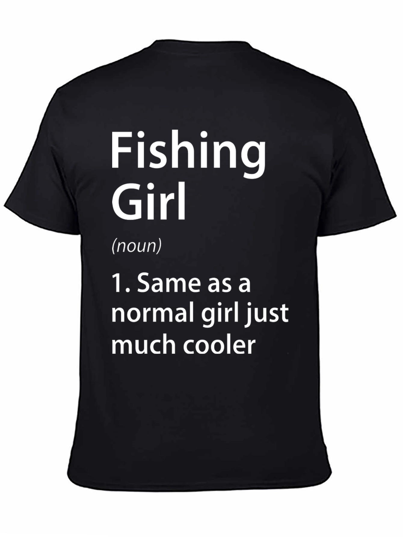 Black Fishing Girl T-Shirt - Cool Definition Tee view 4