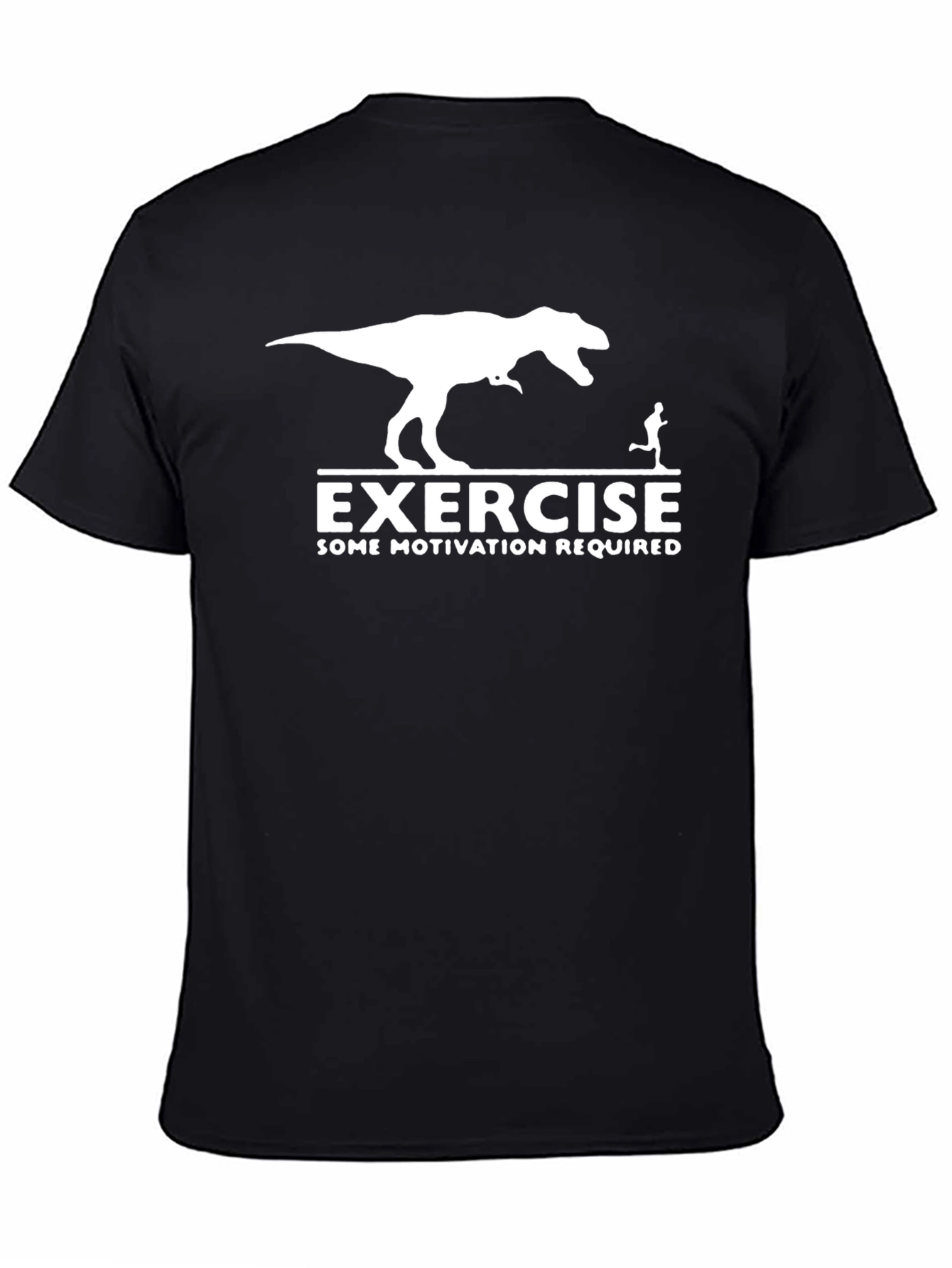 Black Exercise Dinosaur Motivation T-Shirt view 4