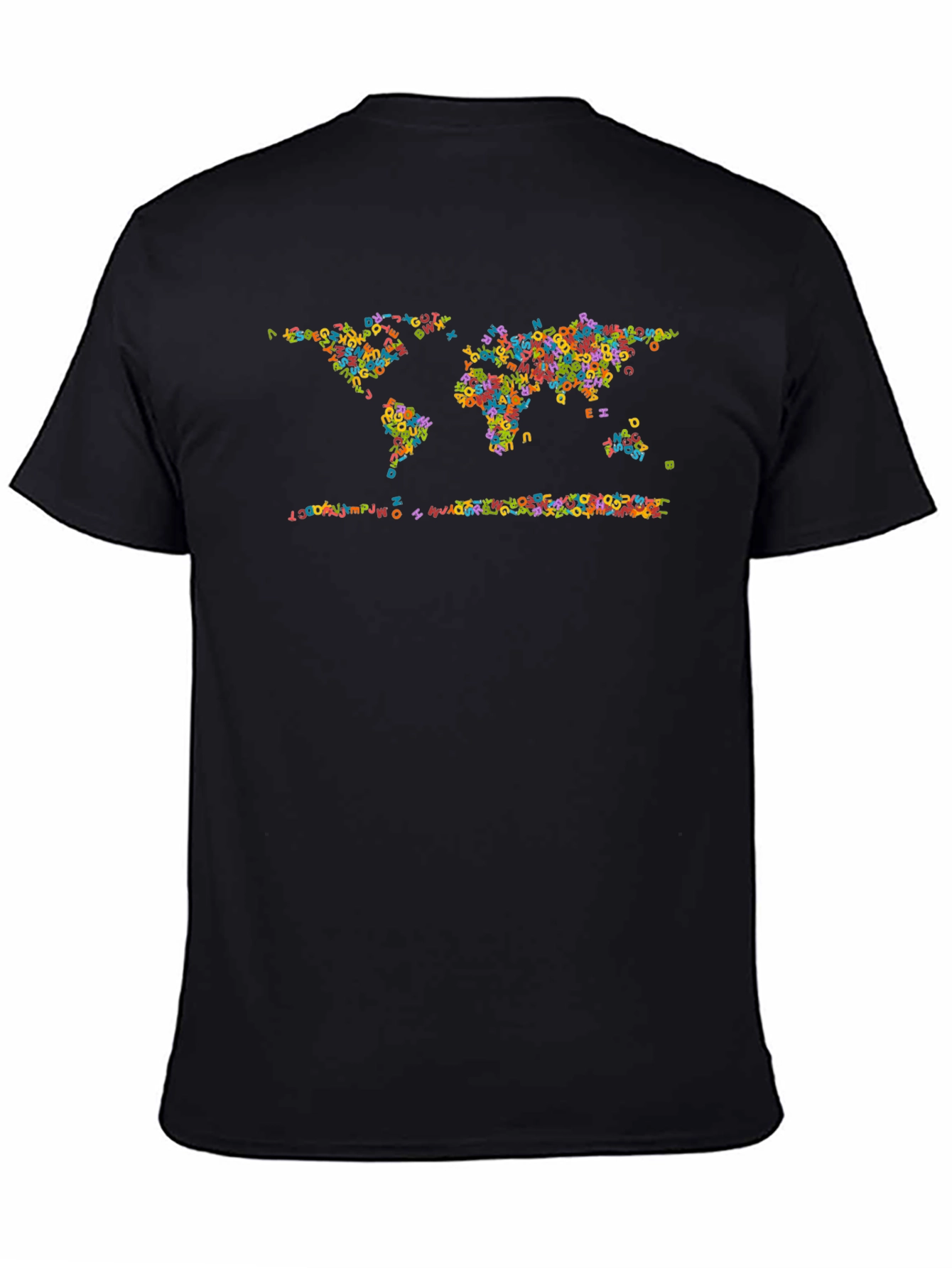 Black Colorful World Map Alphabet T-Shirt - Global Style view 4