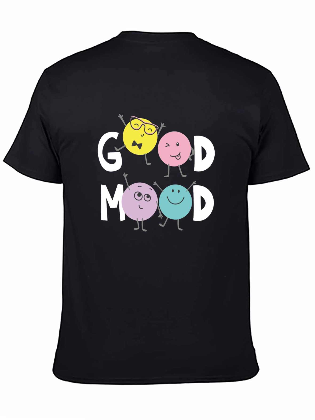Black Good Mood Graphic Tee - Trendy Casual Wear view 4