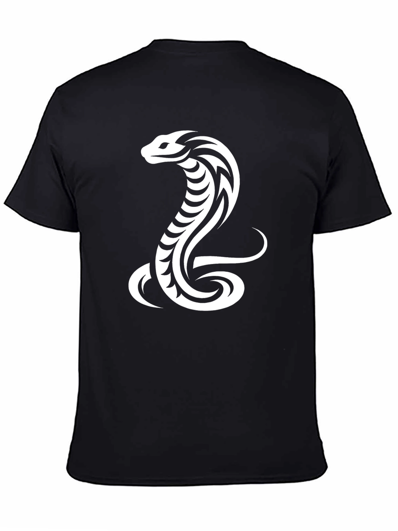 Black Tribal Cobra Graphic Black T-Shirt view 4