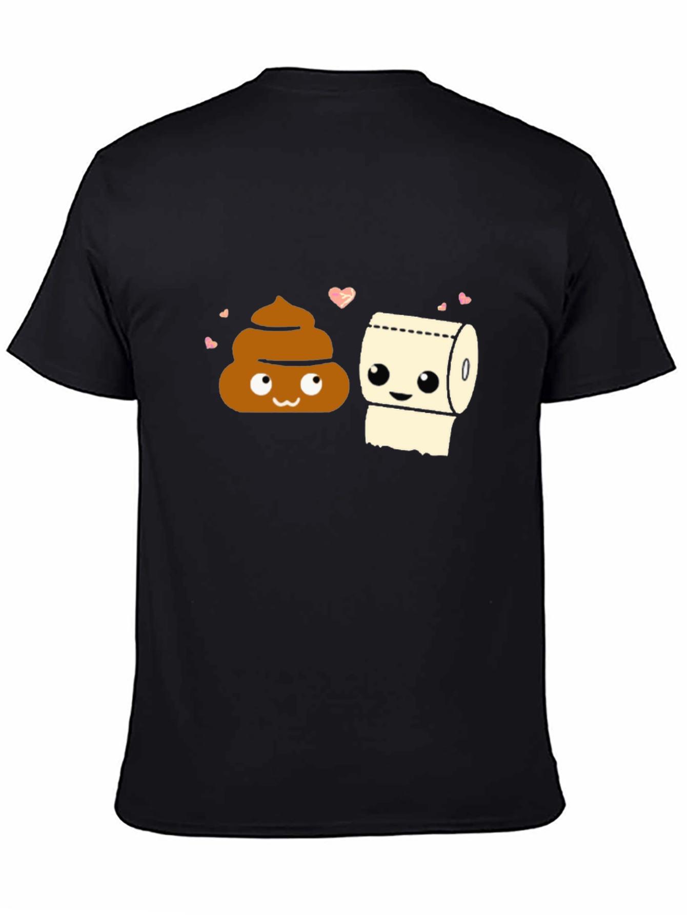 Black Funny Poop & Toilet Paper Matching Couple T-Shirt view 4