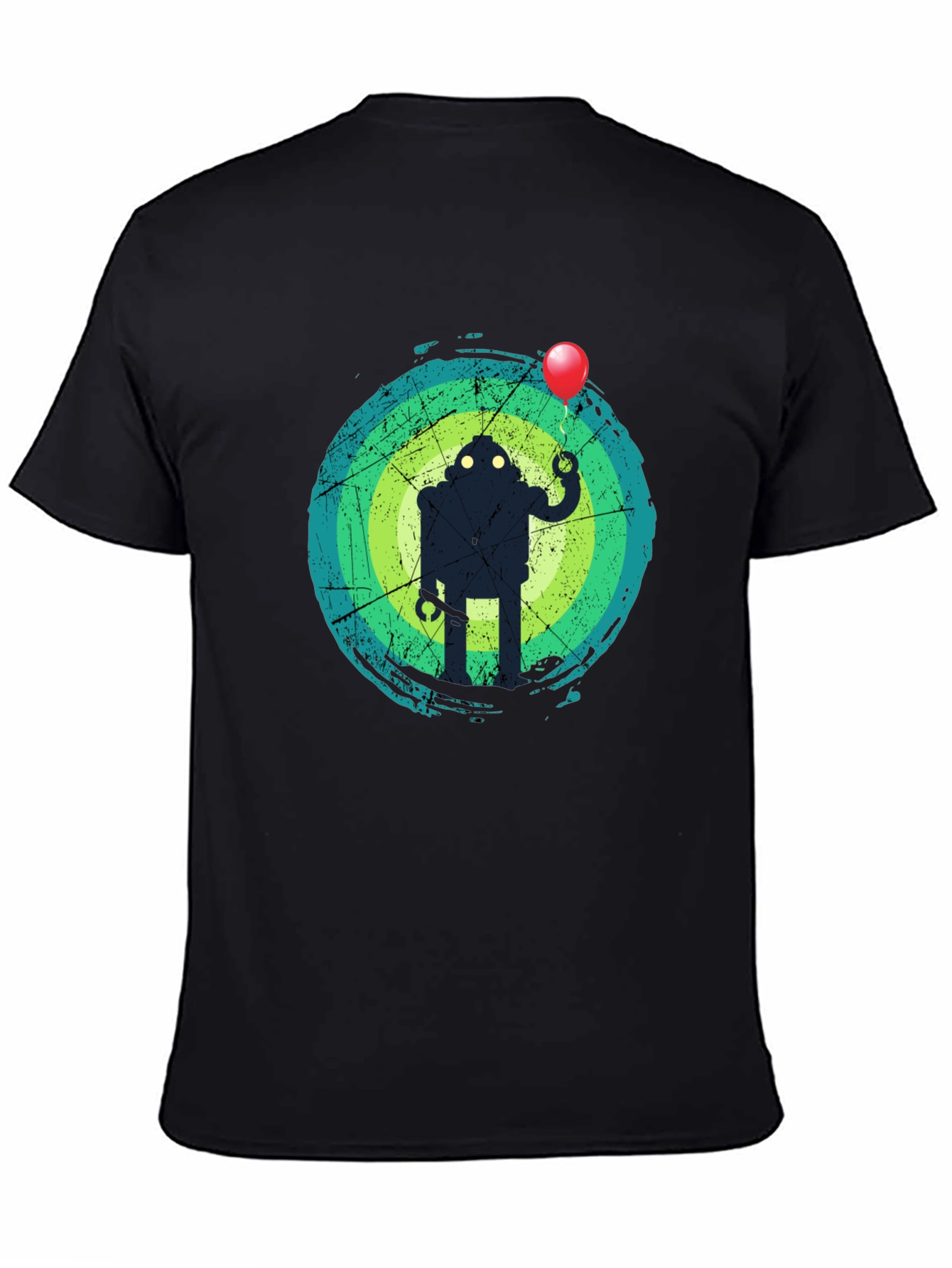 Black Robot Balloon Graphic Tee - Trendy Men's T-Shirt view 4