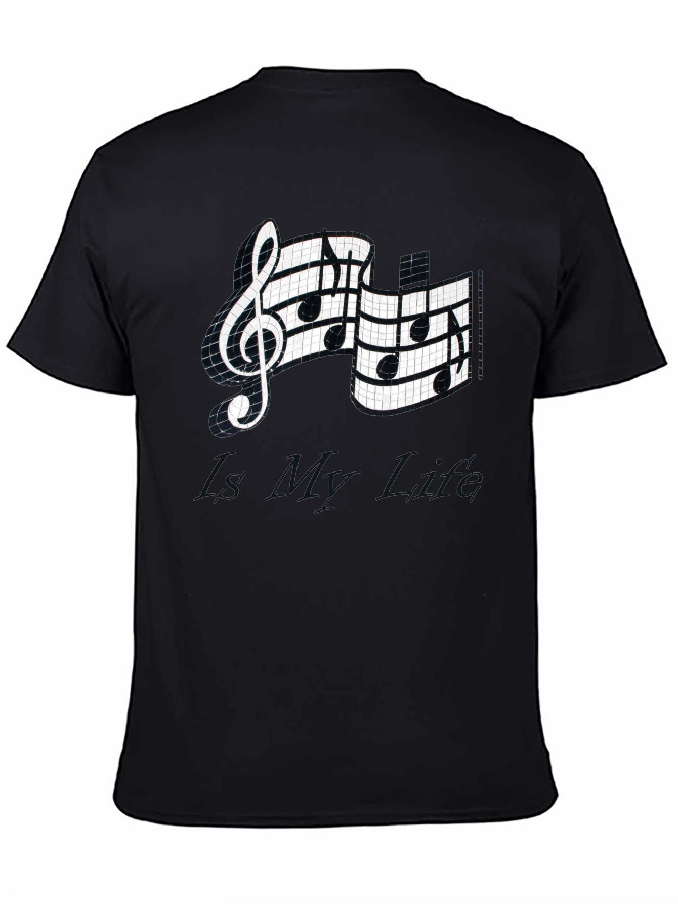 Black Musical Note Graphic Tee - Stylish Black T-Shirt view 4