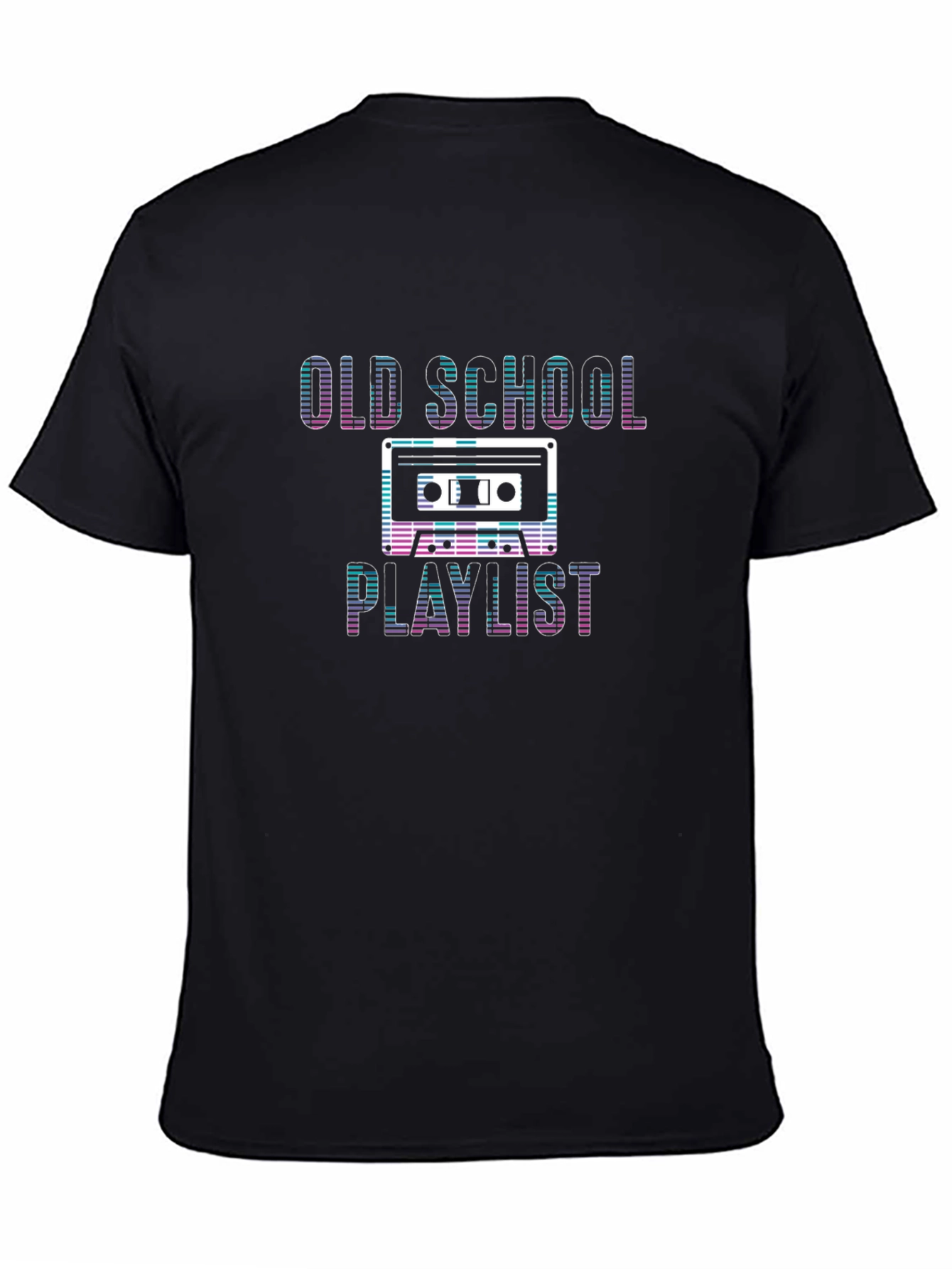 Black Retro Old School Playlist Graphic T-Shirt view 4