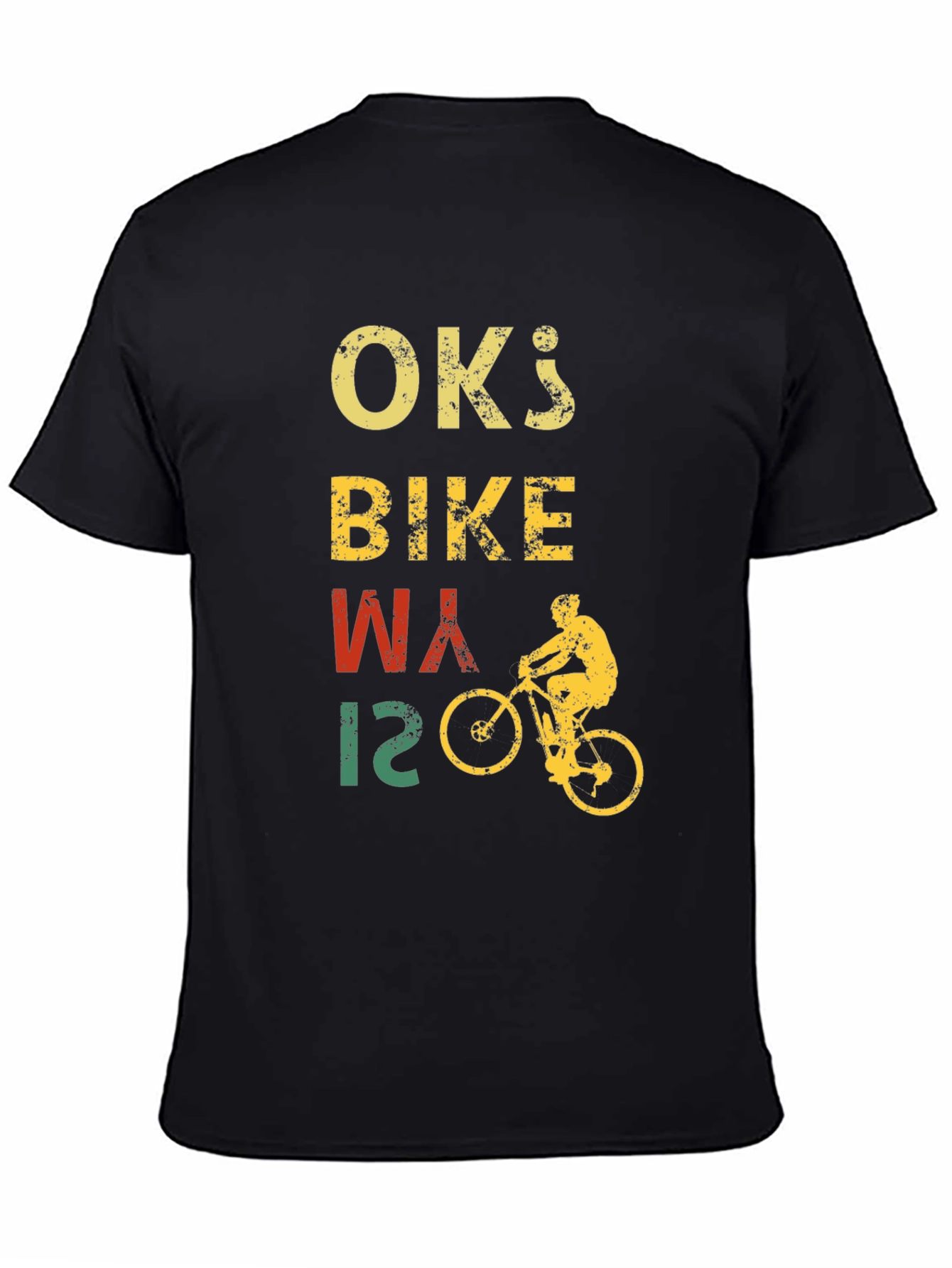 Black Vintage OK's Bike Way T-Shirt - Cyclist Design view 4