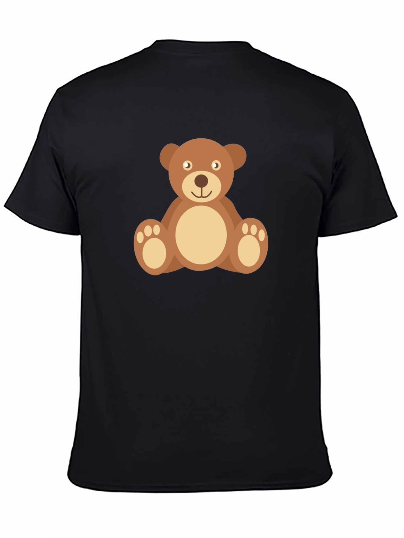 Black Cute Teddy Bear Graphic Tee - Black Cotton Shirt view 4