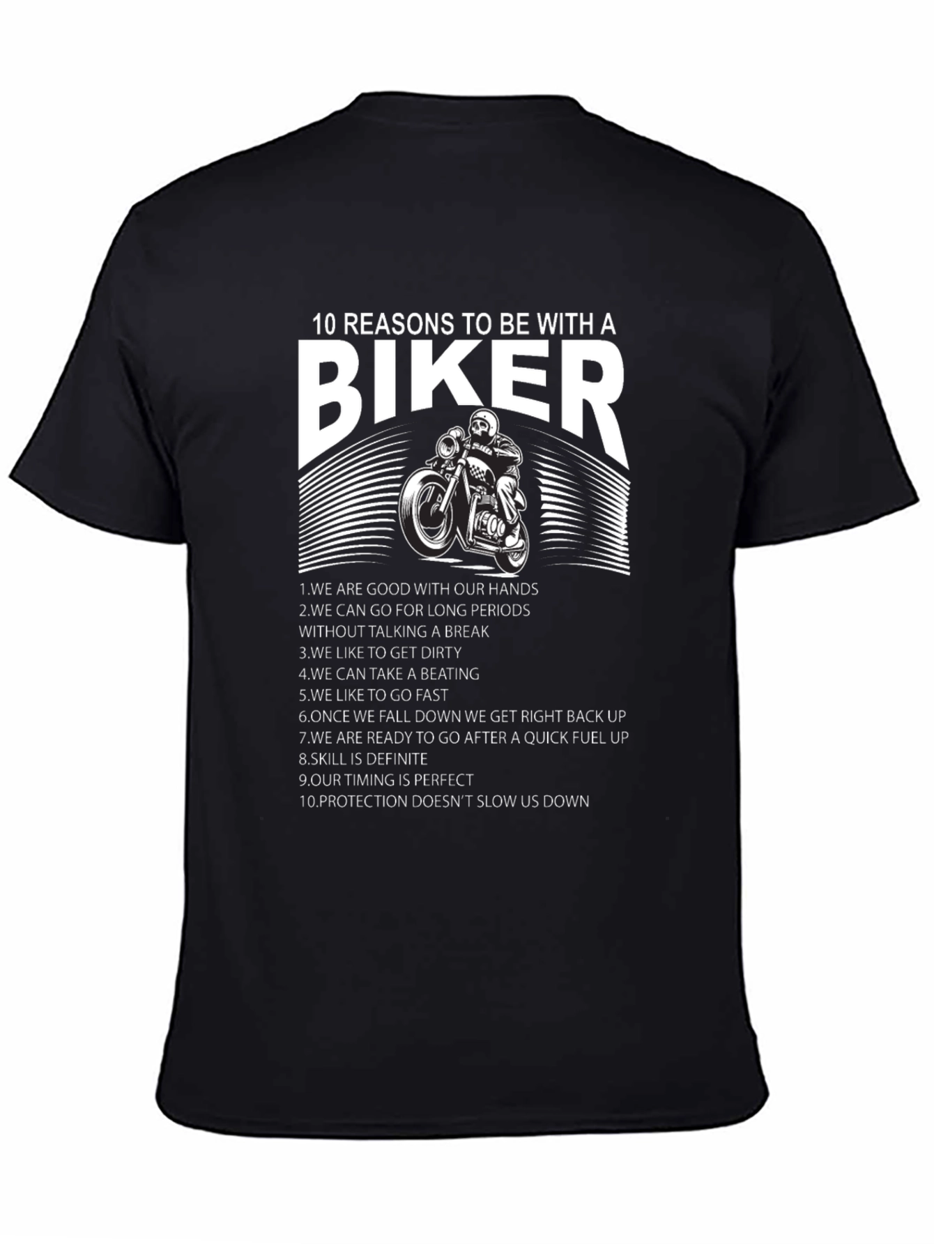 Black 10 Reasons to Date a Biker T-Shirt view 4