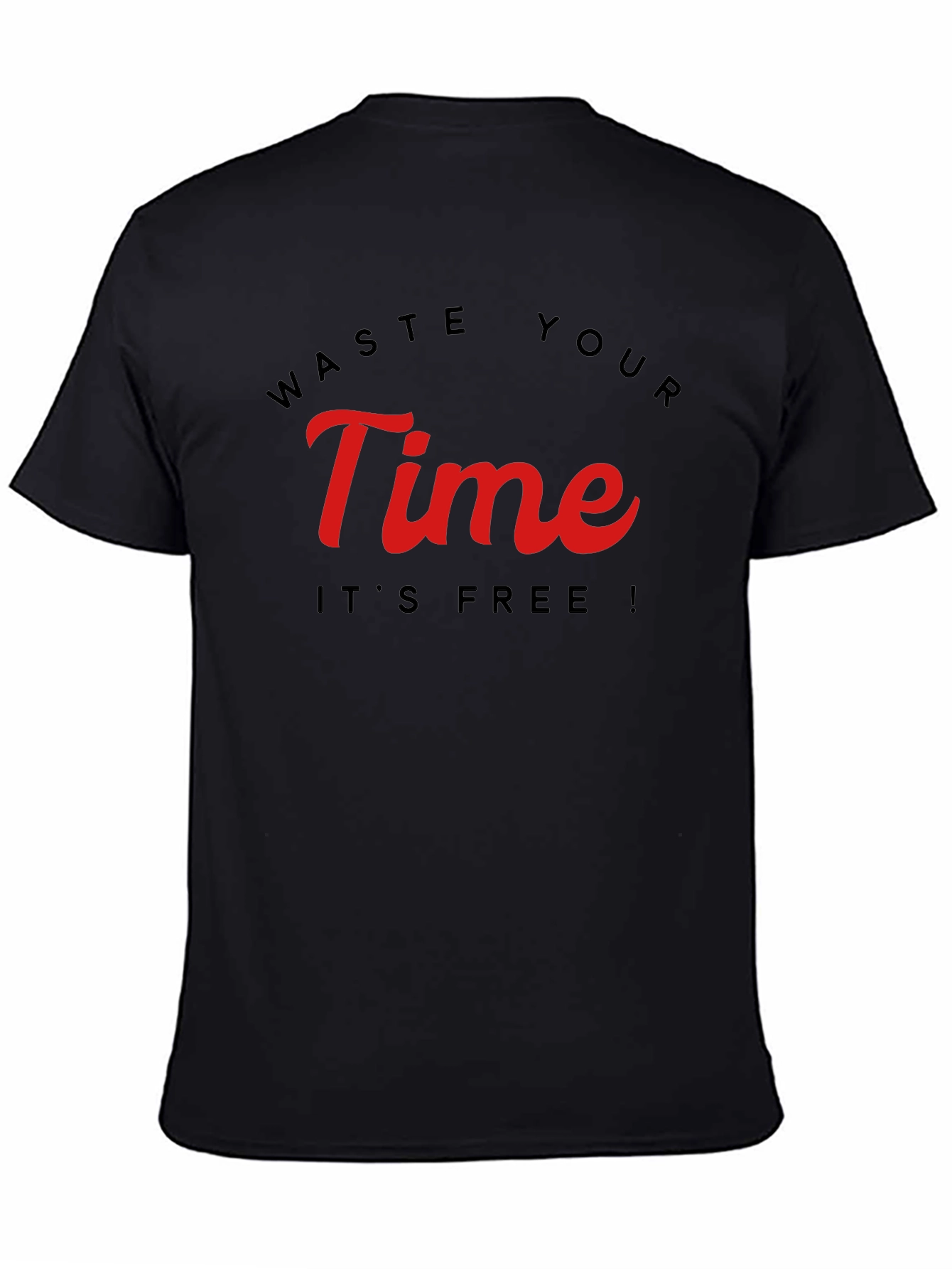 Black Waste Your Time Graphic Tee - Black Cotton view 4