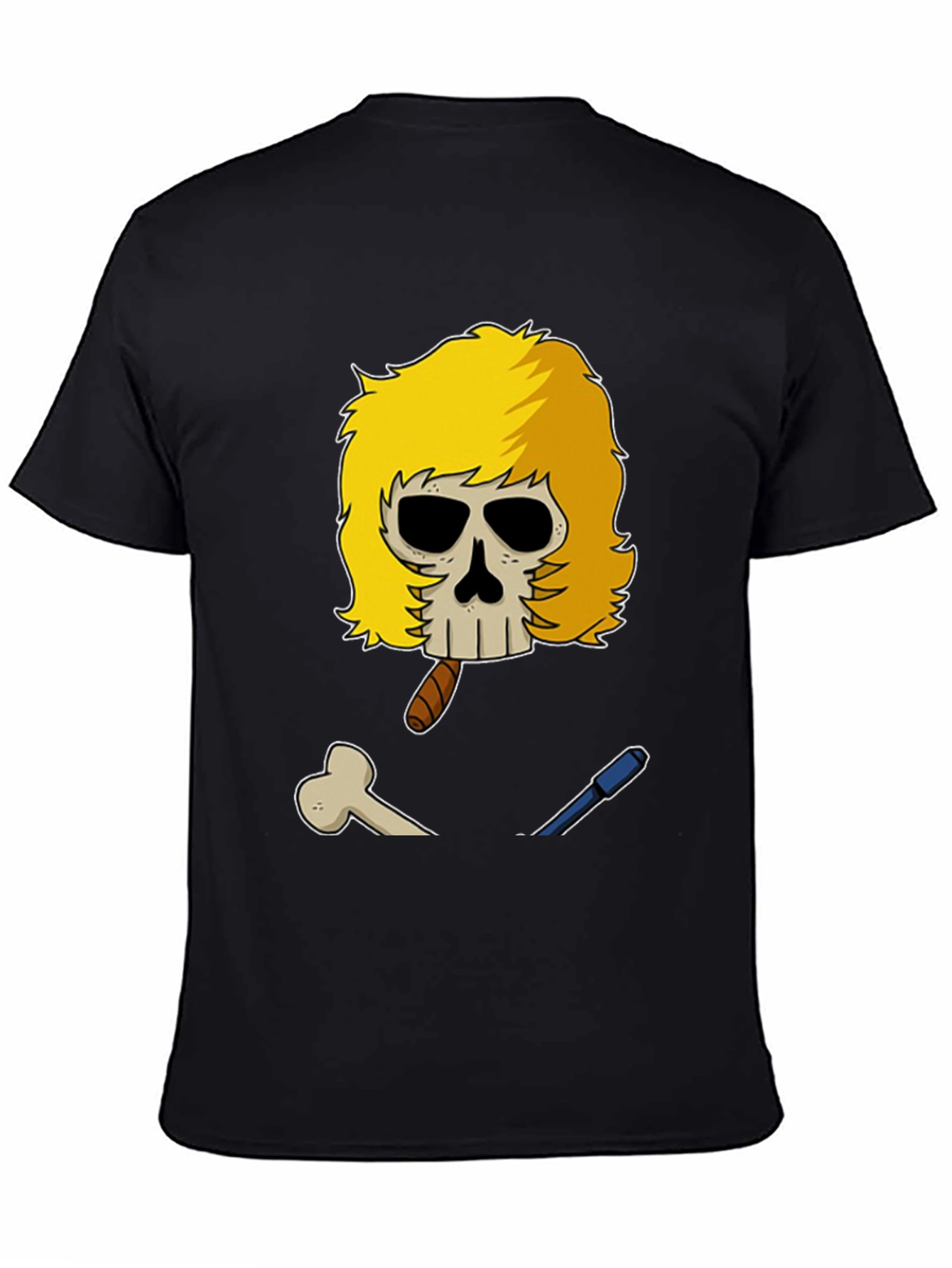 Black Skull with Blonde Wig T-Shirt view 4