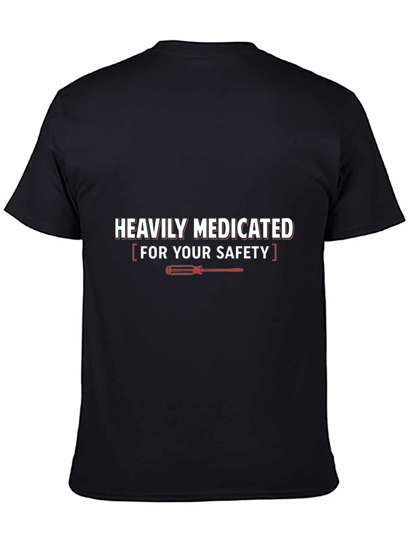 Black Heavily Medicated Safety T-Shirt - Funny Graphic Tee view 4