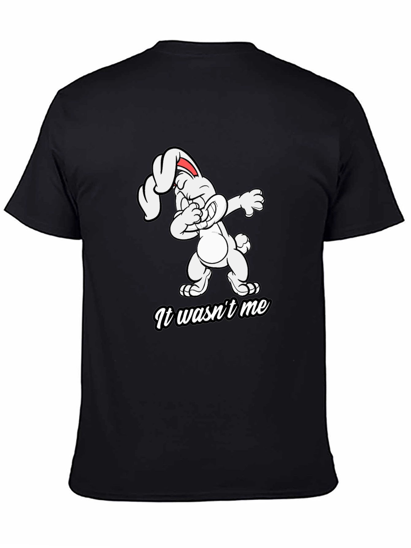 Black Dabbing Bunny T-Shirt - "It Wasn't Me" Design view 4