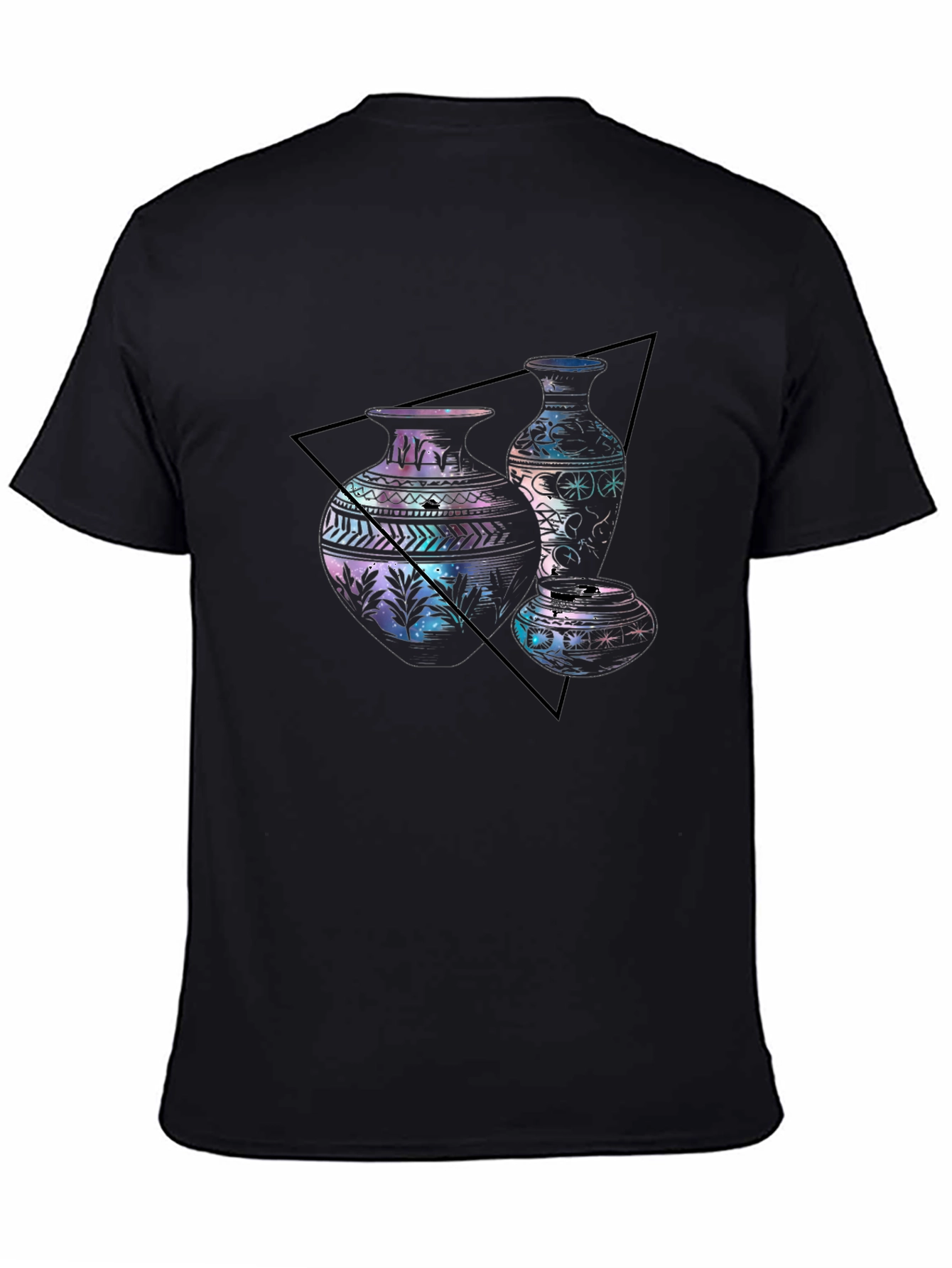 Black Abstract Vases T-Shirt - Artistic Graphic Tee for Men view 4